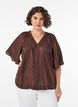 Blouse en viscose avec col en V et d&eacute;tails d&eacute;coratifs, Marron, Model image number 0