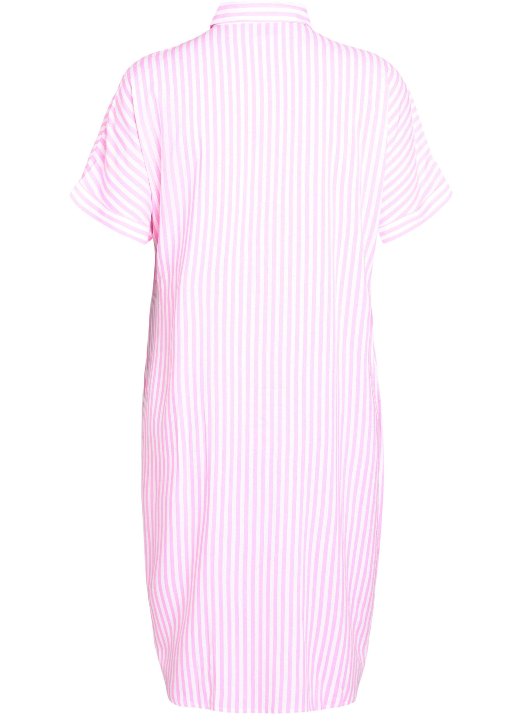 Zizzi Langes Hemdkleid mit kurzen &Auml;rmeln, Pink, Packshot image number 1