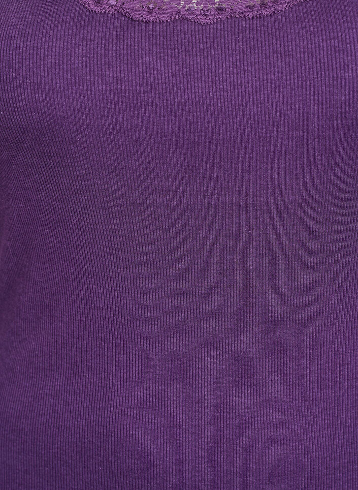 Haut avec bordure en dentelle, Violet, Packshot image number 2