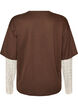 T-shirt ample avec manches longues en dentelle, Marron, Packshot image number 1