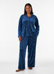 Pyjamaoberteil aus Velours mit Allover-Print, Blau, Model image number 1