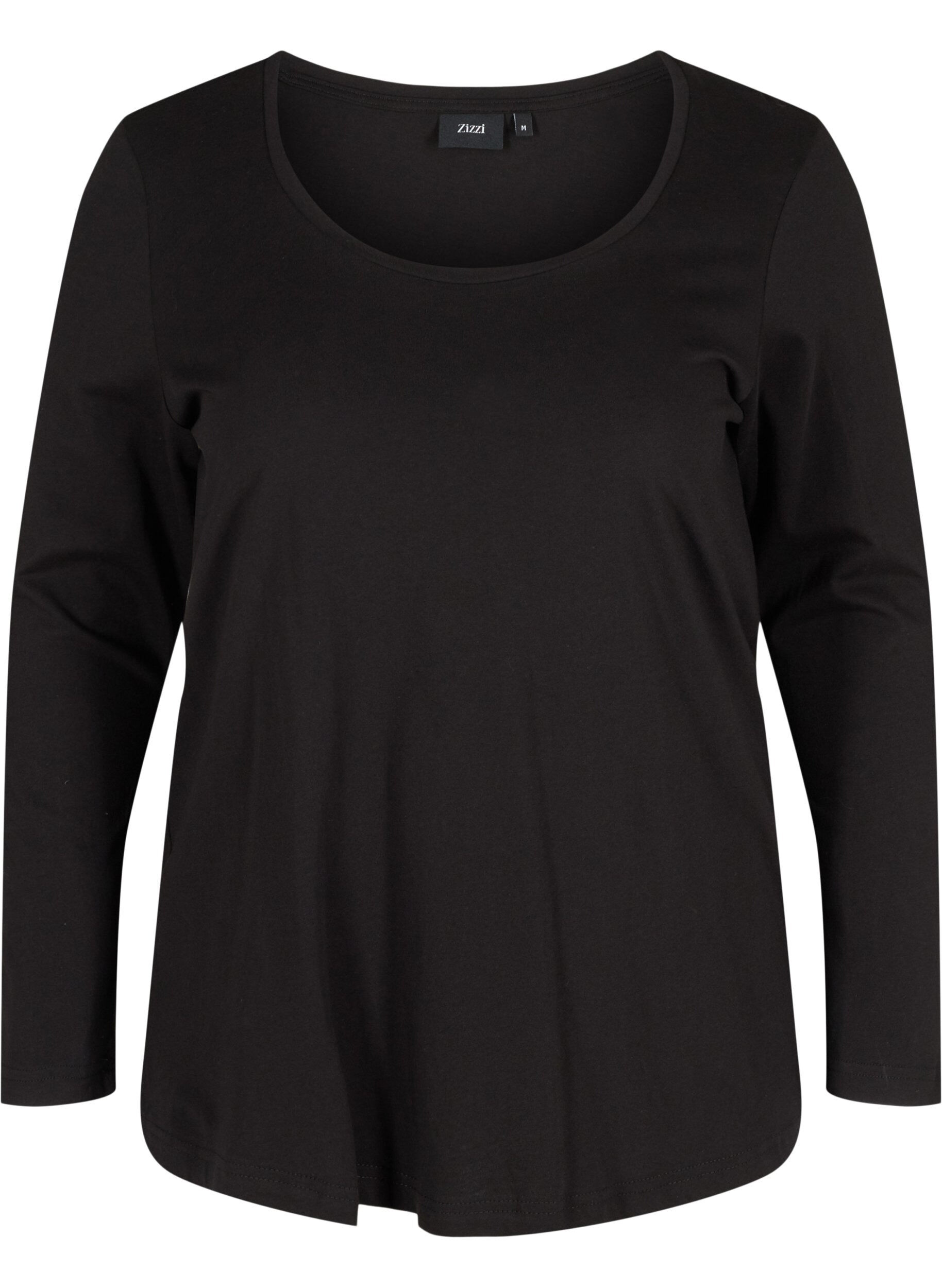 Zizzi Blouse basique &agrave; manches longues, lot de 2, Black, Packshot image number 3