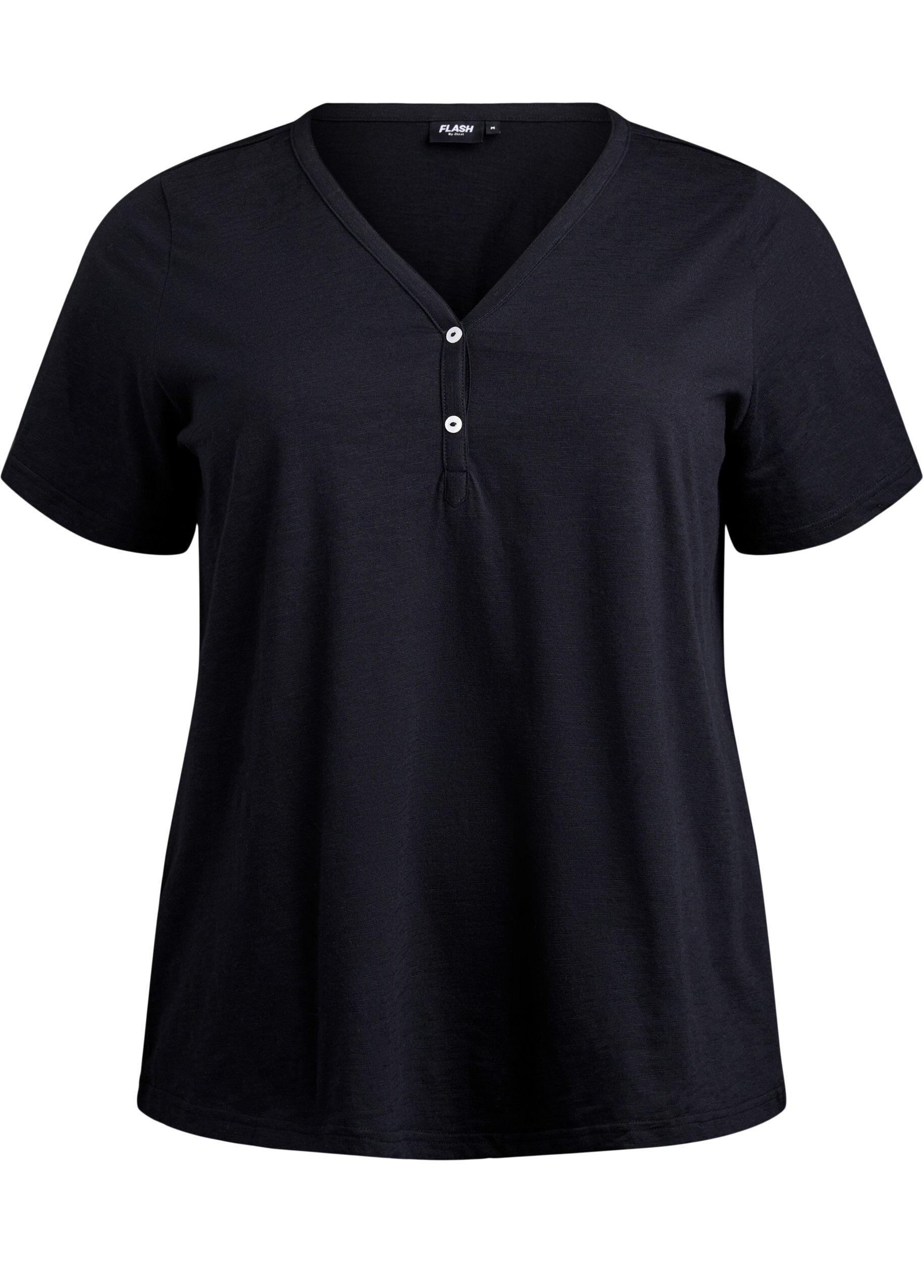 ZizziT-Shirt mit Knopfleiste, Schwarz, Packshot image number 0