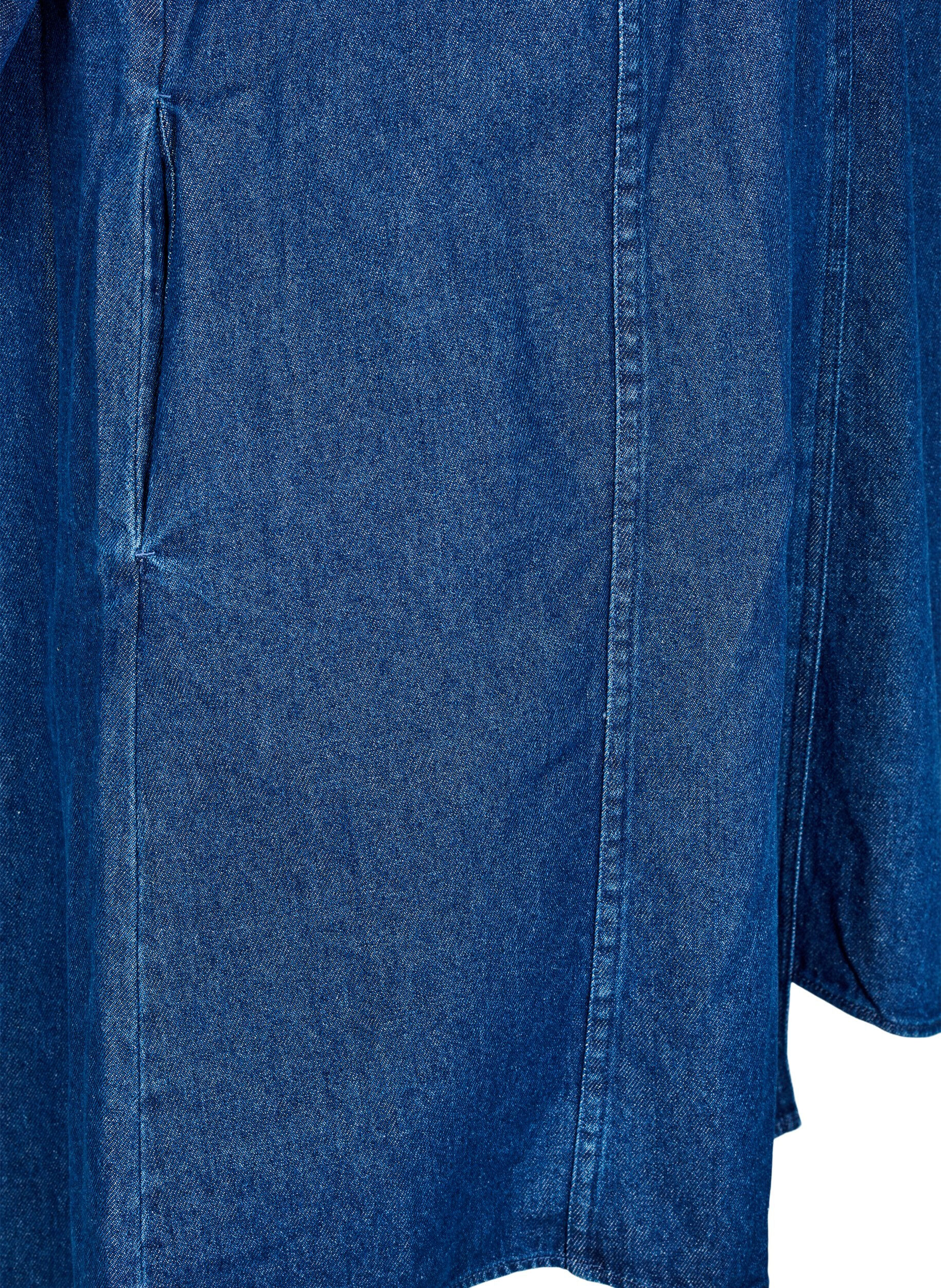 Zizzi Robe courte en jean avec manches 3/4, Bleu, Packshot image number 3