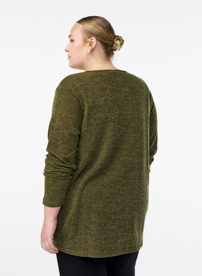 Lang&auml;rmelige Bluse mit Struktur, Gr&uuml;n, Model image number 2