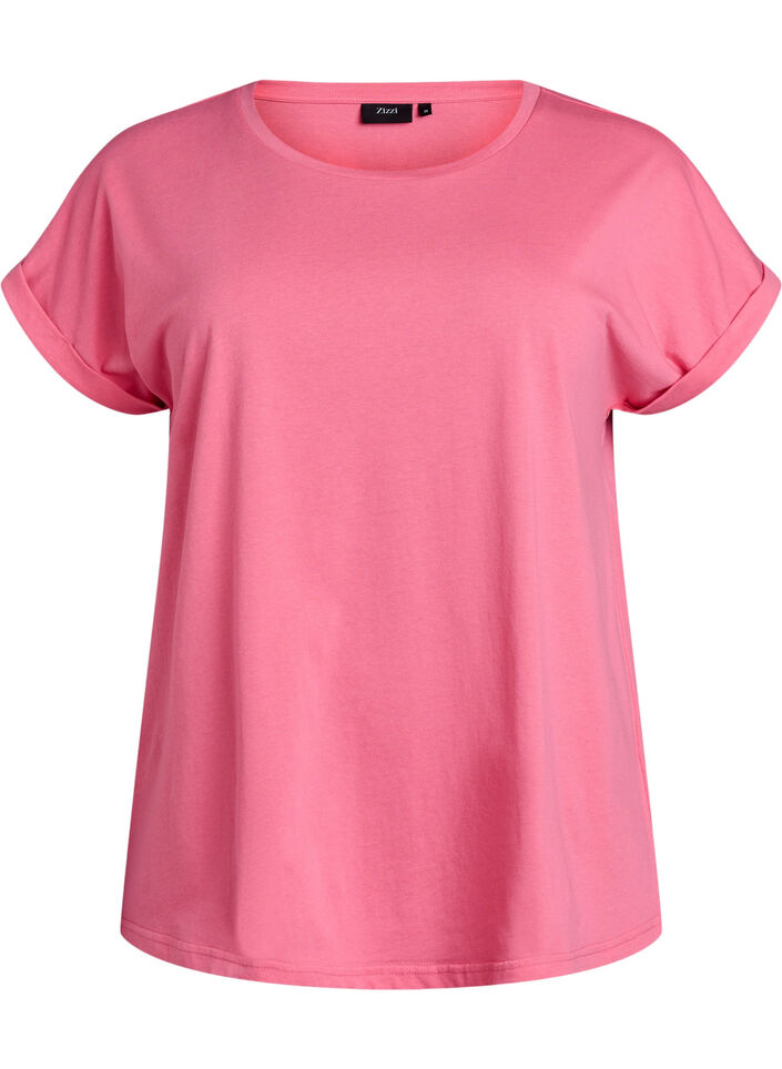 Kurz&auml;rmeliges T-Shirt aus Baumwollmischgewebe, Pink, Packshot image number 0