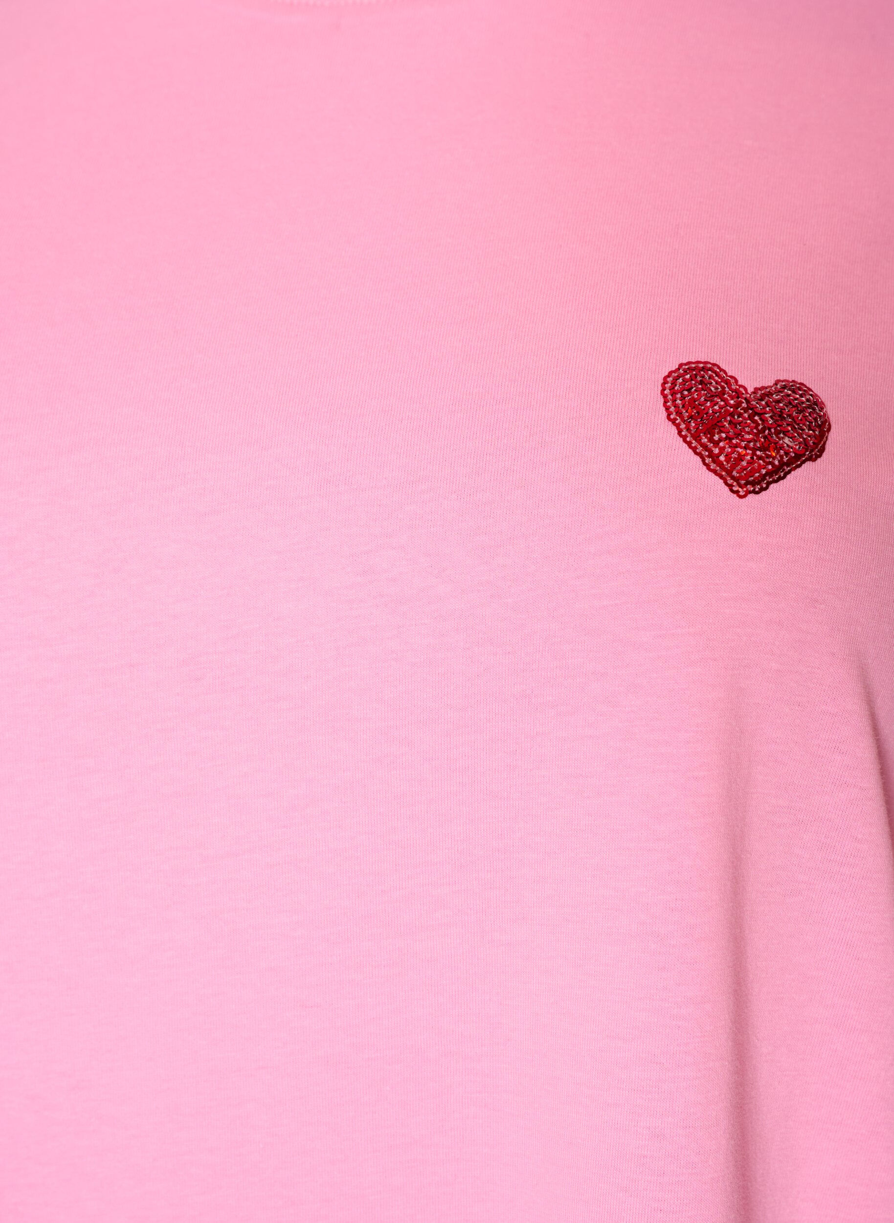 ZizziT-shirt avec un c&oelig;ur en sequins et imprim&eacute; color&eacute; au dos, Rose, Packshot image number 2