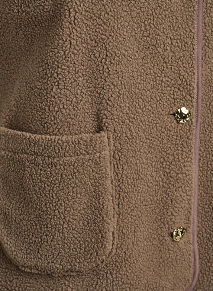 Teddy-Weste mit Kn&ouml;pfen und Taschen, Braun, Packshot image number 3