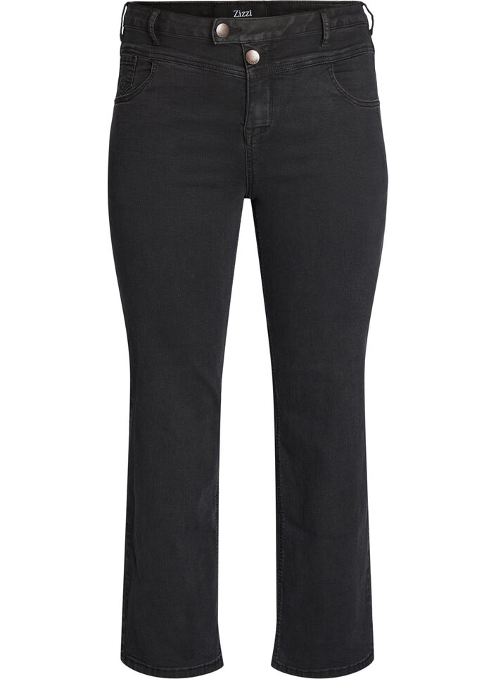 Jeans Gemma taille haute coupe droite, Noir, Packshot image number 0