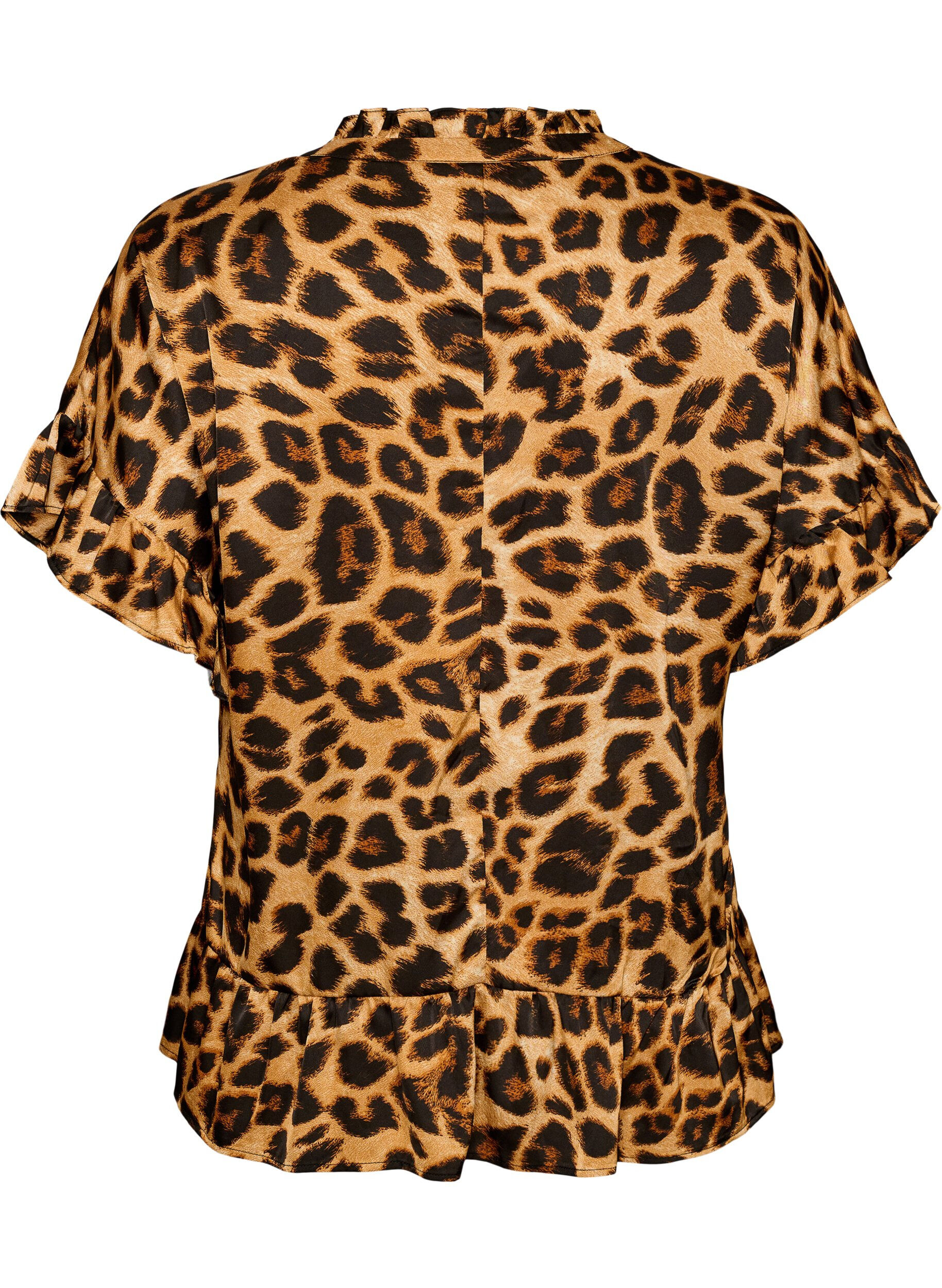 ZizziBluse mit Leopardenmuster und R&uuml;schendetails, Braun, Packshot image number 1