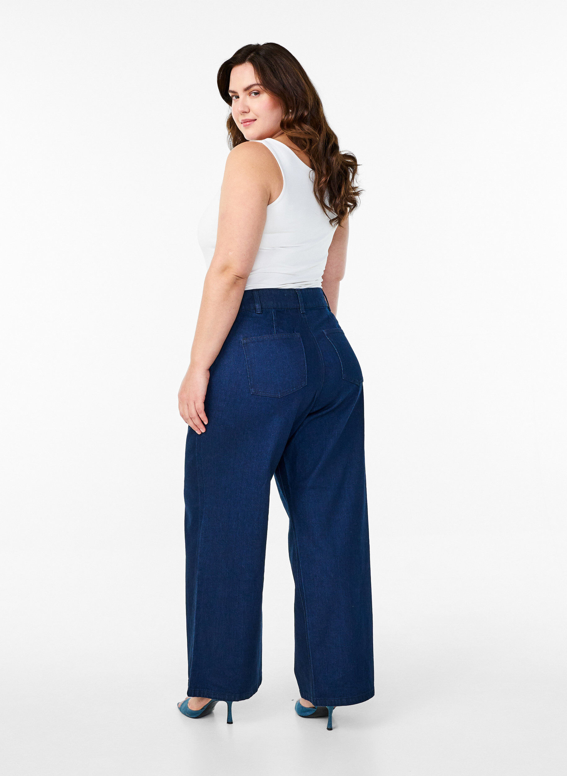 Zizzi Jean ample taille haute, Bleu, Model image number 1