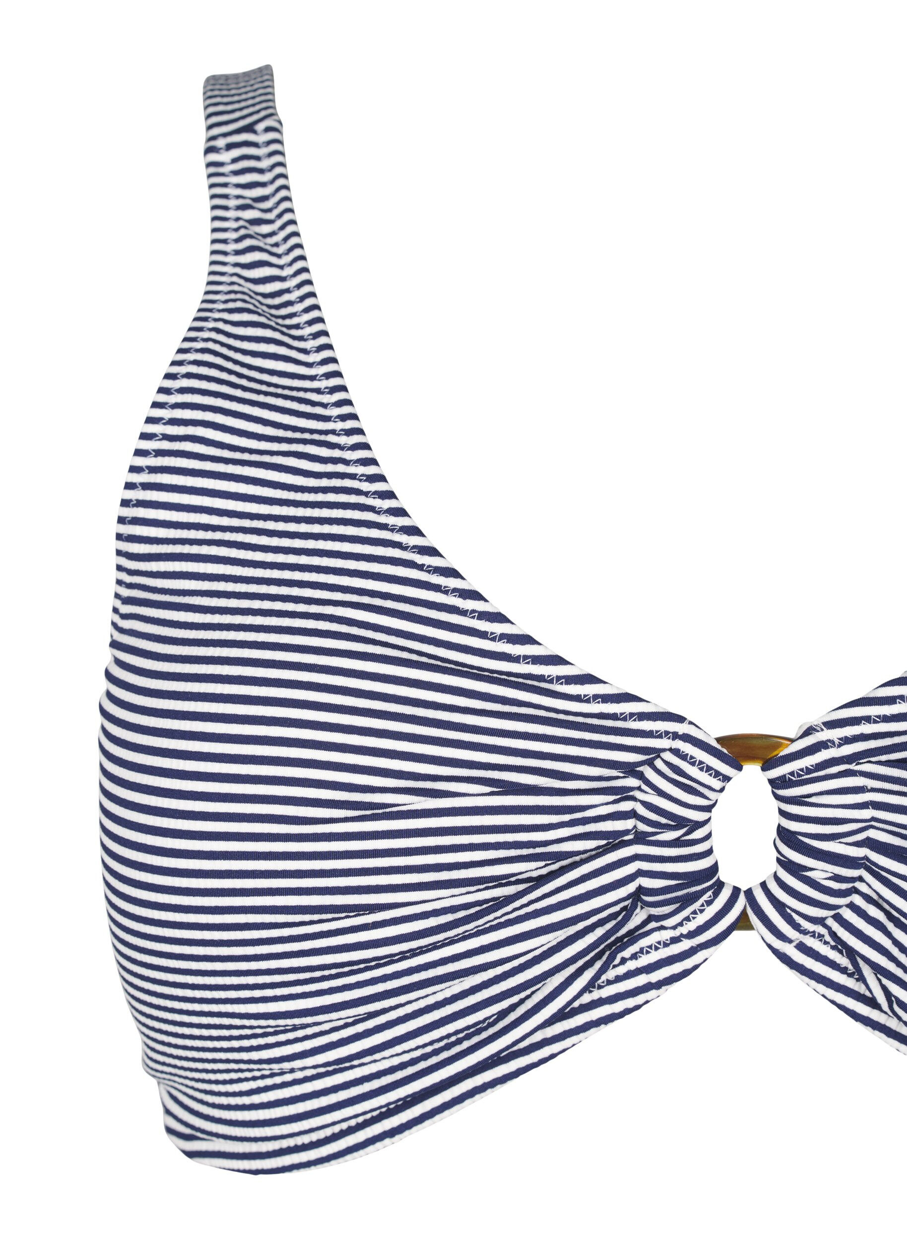 Zizzi Bikinioberteil mit Streifenmuster und Ringdetail, Blau, Packshot image number 2