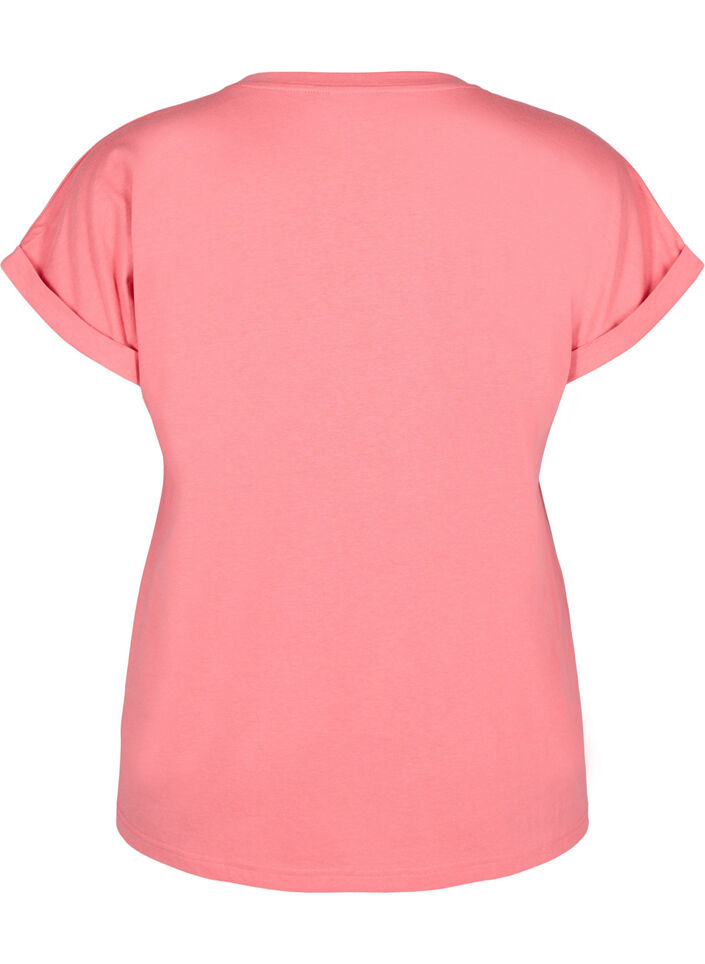 T-shirt &agrave; manches courtes en m&eacute;lange de coton, Rose, Packshot image number 1