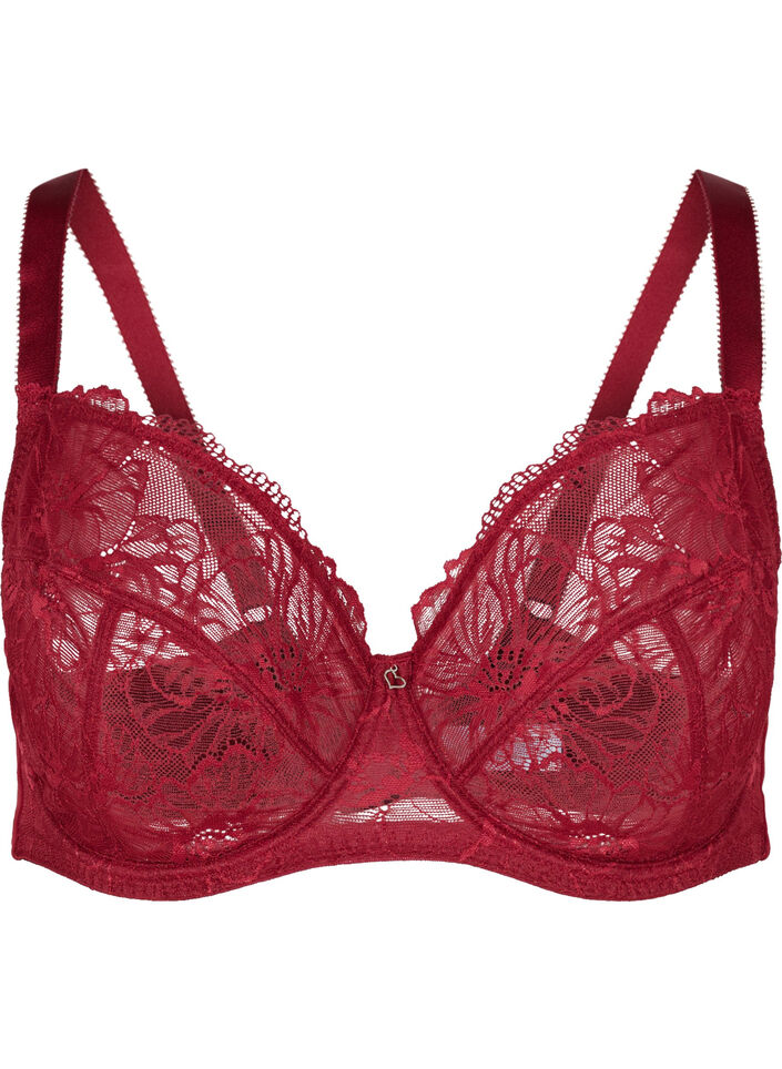 Soutien-gorge en dentelle avec armatures, Rhubarb, Packshot image number 0