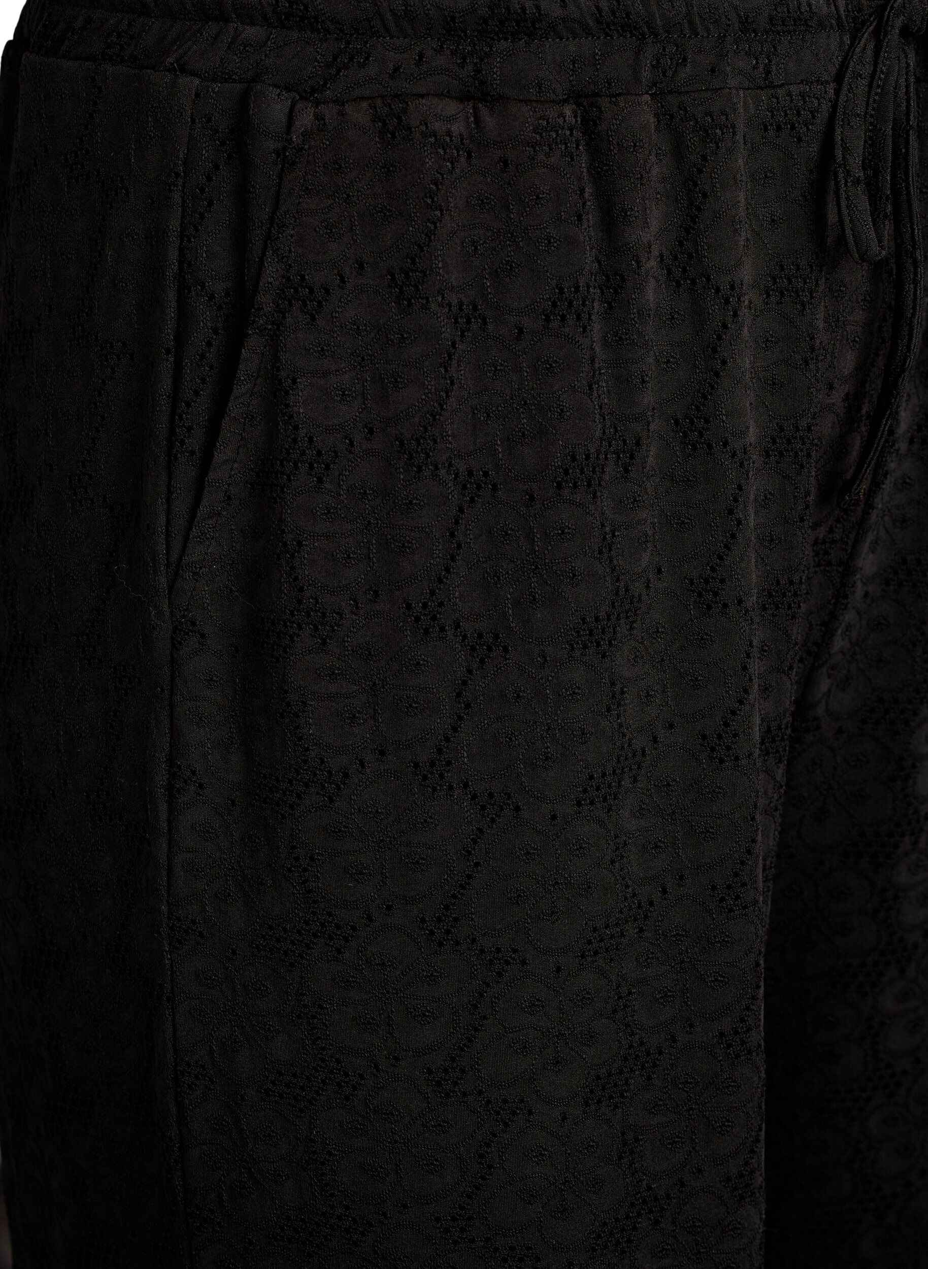 Zizzi FLASH - Pantalon textur&eacute; taille haute, Noir, Packshot image number 2