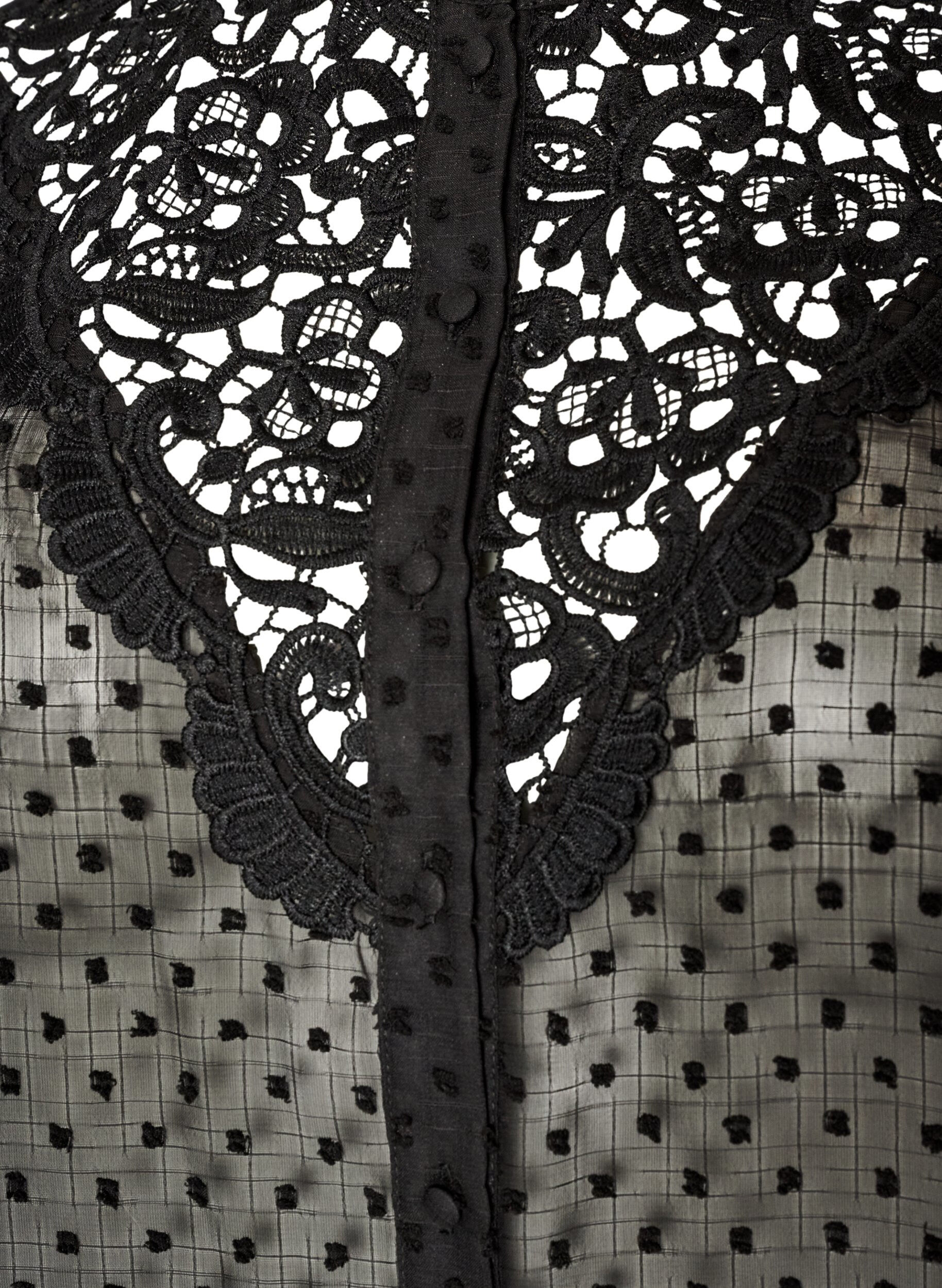 ZizziHemdbluse mit Spitzeneinsatz und Punktemuster, Schwarz, Packshot image number 2
