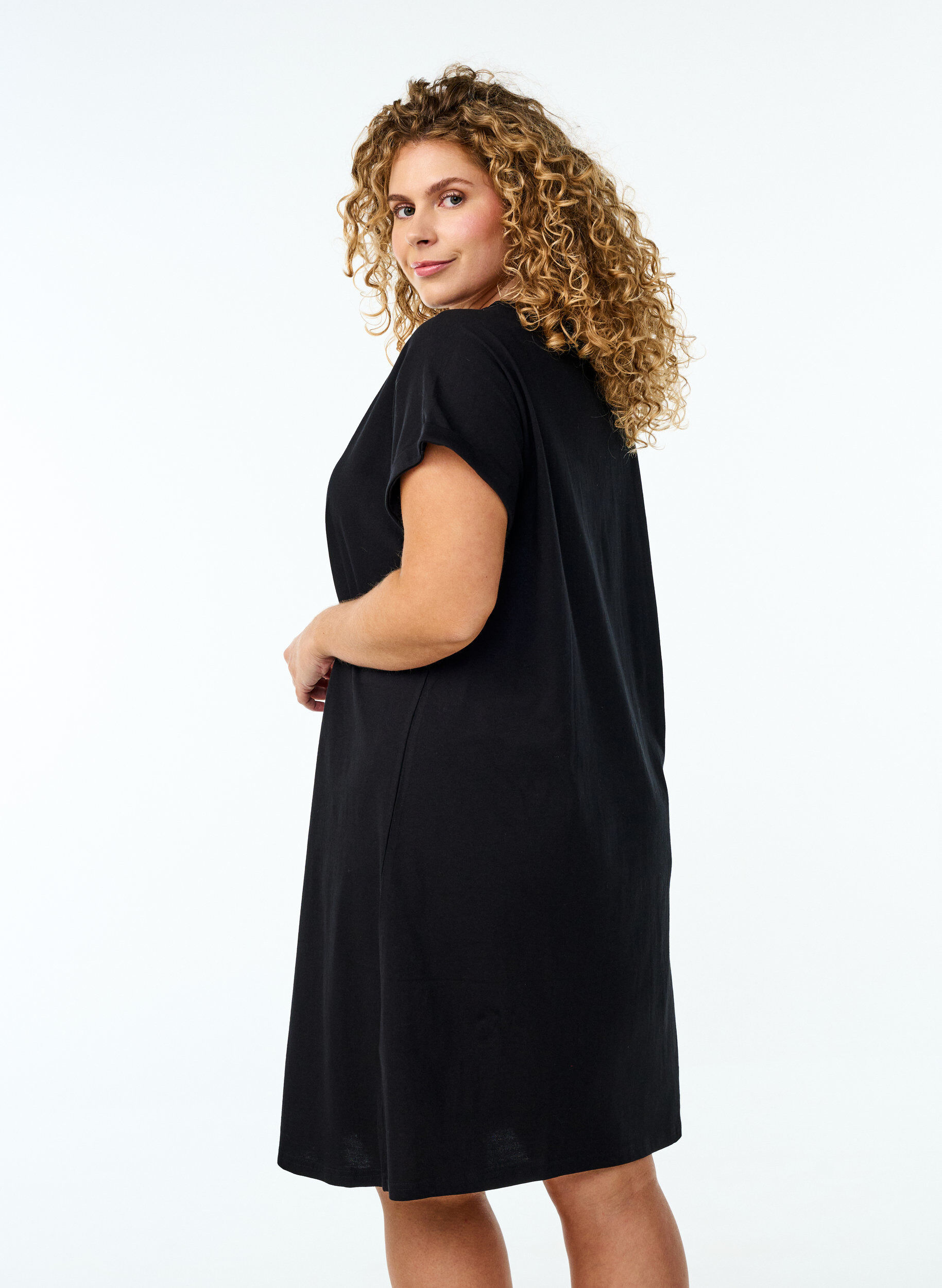 Zizzi 2er-Pack T-Shirt-Kleid mit kurzen &Auml;rmeln, Schwarz, Model image number 2