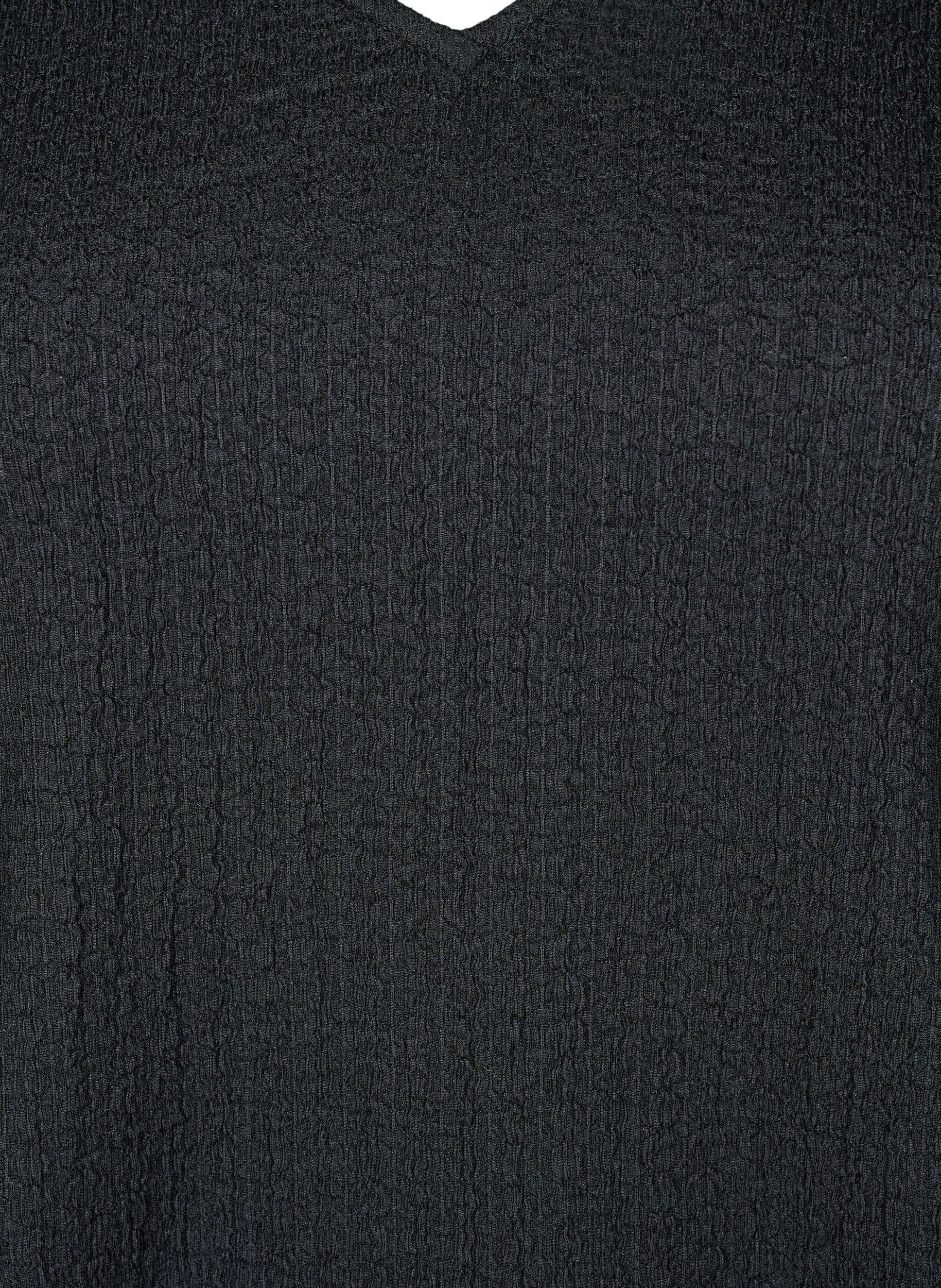 Zizzi Flash - Chemisier avec texture et manches longues, Black, Packshot image number 2