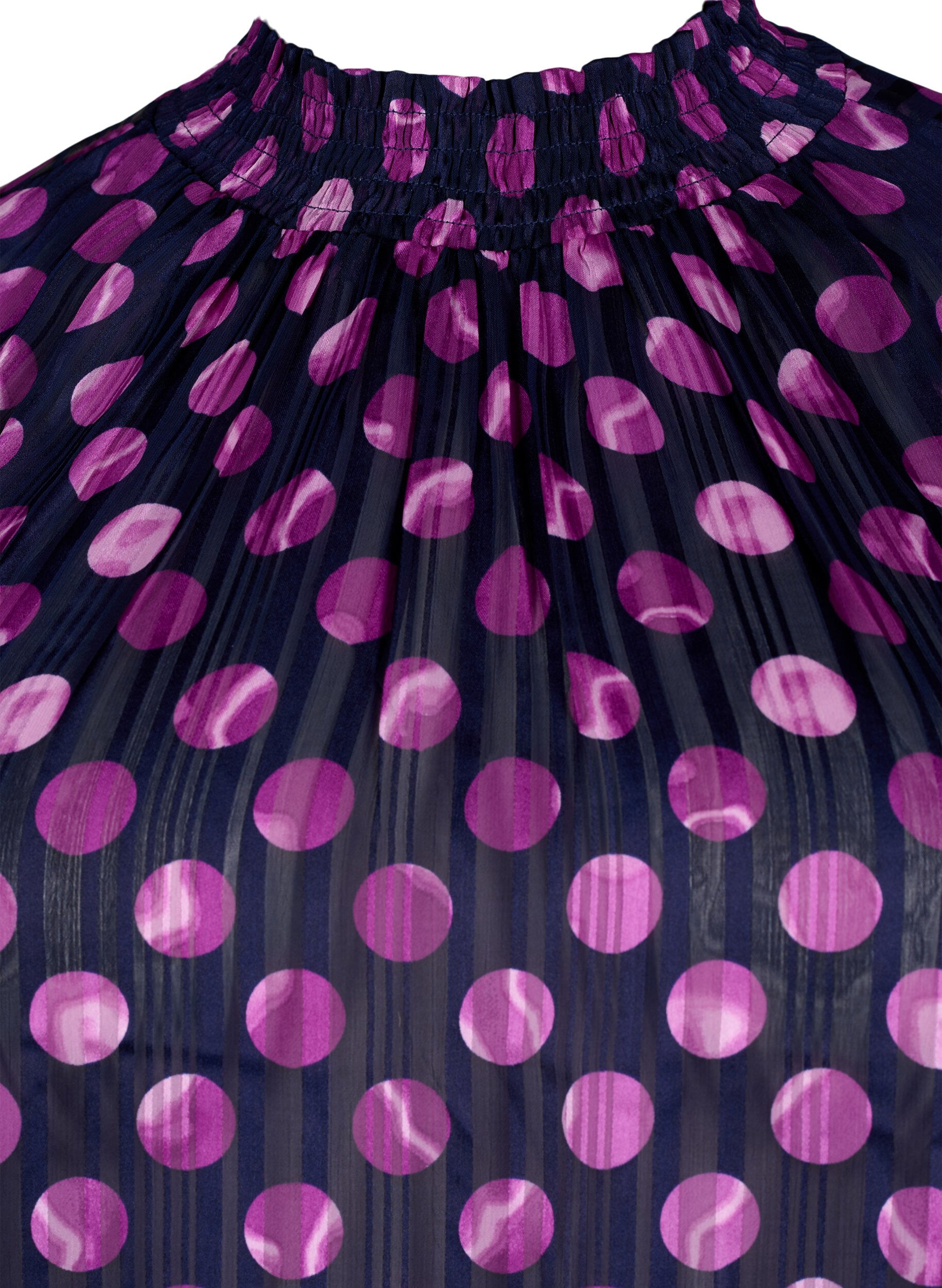 Zizzi Chemisier &agrave; manches courtes &agrave; smock avec imprim&eacute;, Medieval Bl. Dot AOP, Packshot image number 2