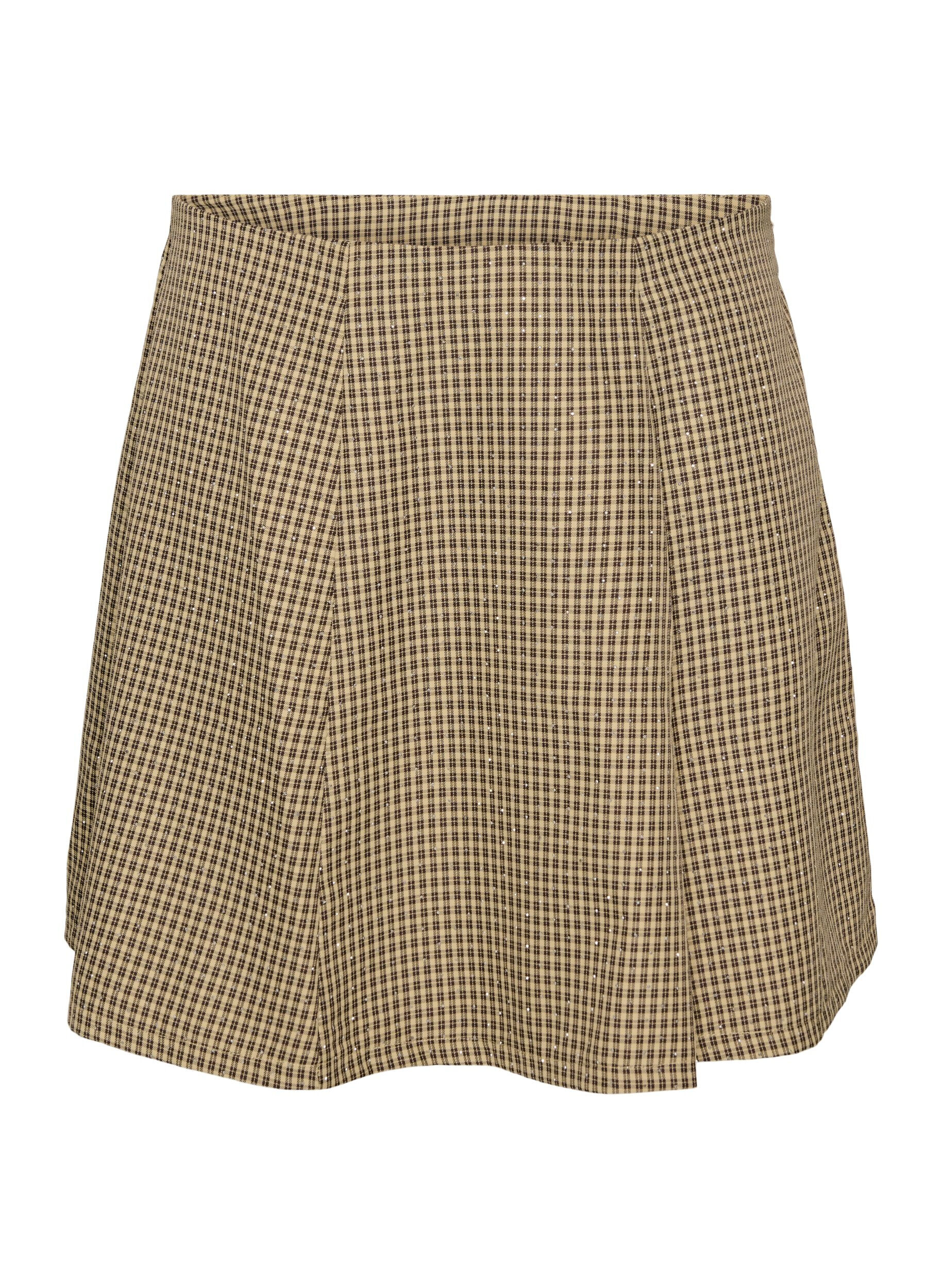 Jupe &agrave; mini-carreaux et strass