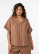 Blouse en mousseline de coton &agrave; manches courtes, Marron, Model image number 0