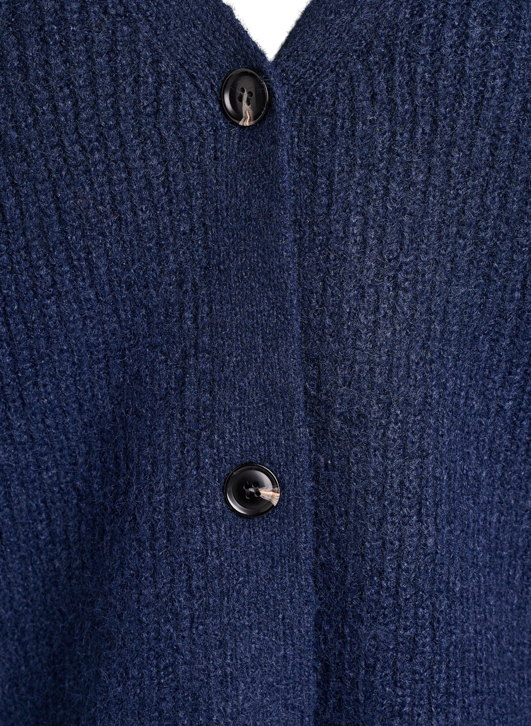 Zizzi Cardigan en maille &agrave; col V, Bleu, Packshot image number 2