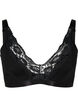 Soutien-gorge sans armature en coton avec dentelle, Noir, Packshot image number 0