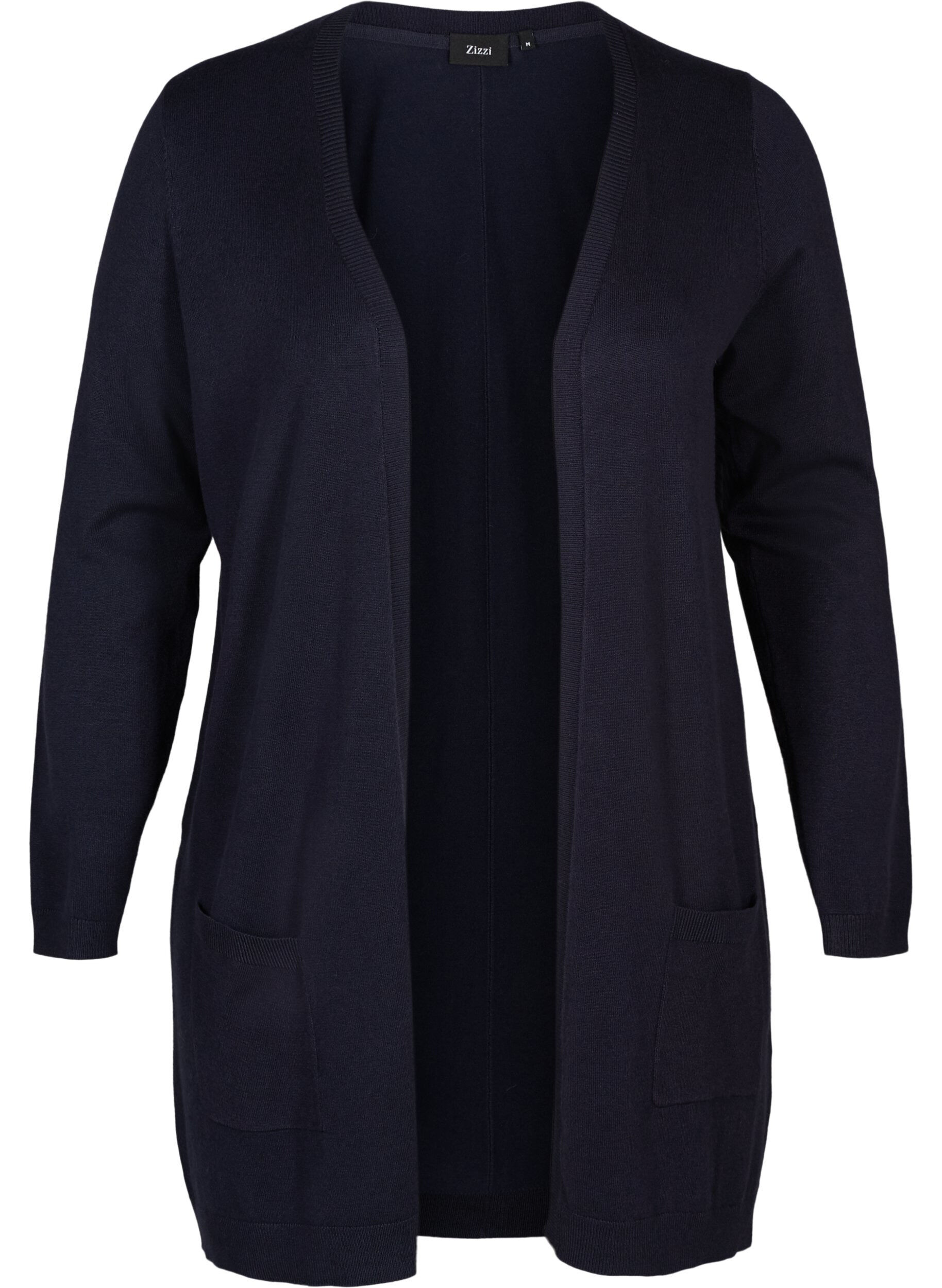 Zizzi Long cardigan tricot&eacute; en m&eacute;lange de viscose, Bleu, Packshot image number 0