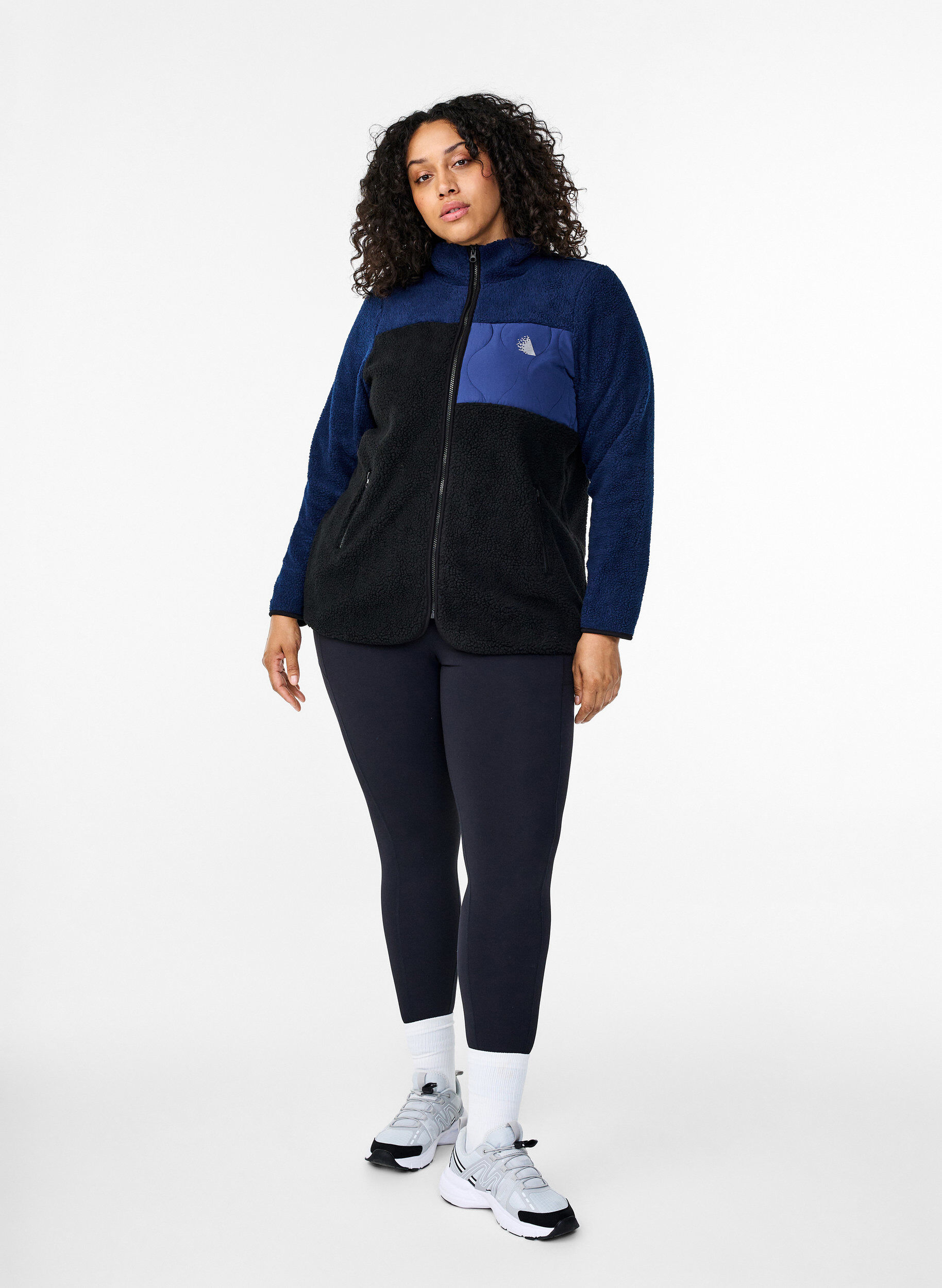 Zizzi Teddyjacke mit Farbblock, Night Sky comb., Model image number 2