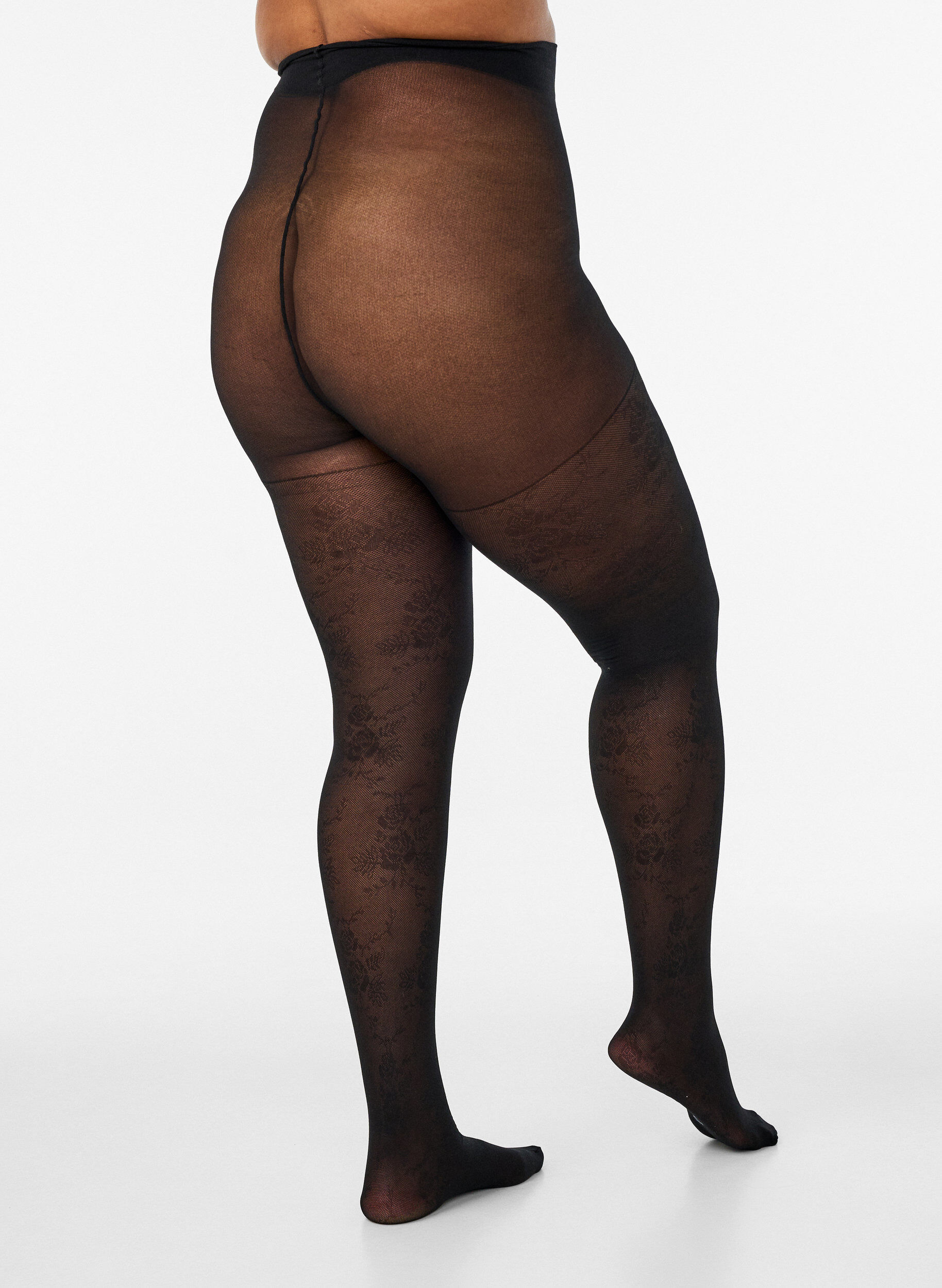 ZizziGebl&uuml;mte Strumpfhose, 30 den, Schwarz, Model image number 2
