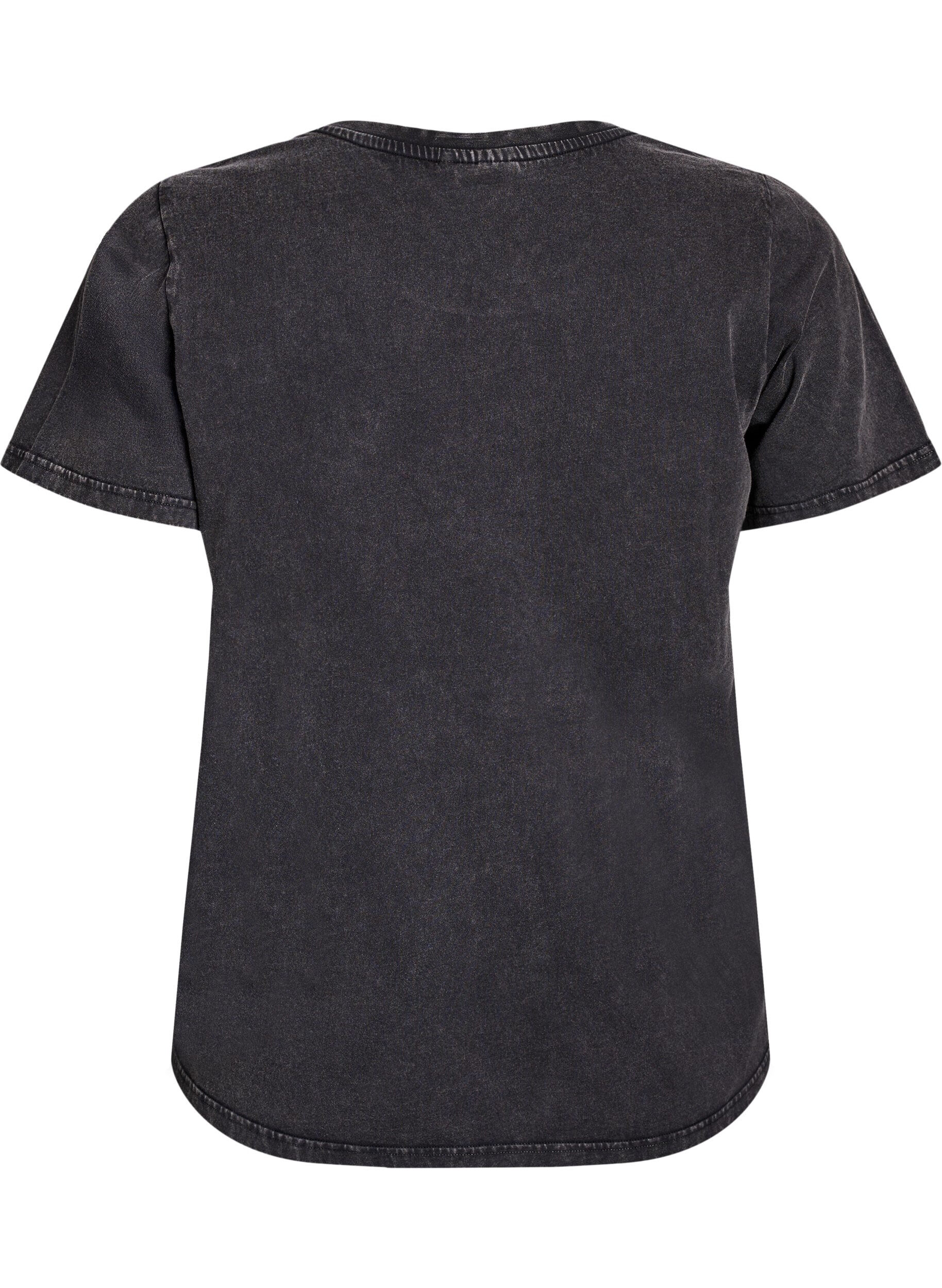 Zizzi T-Shirt aus Bio-Baumwolle mit Washed-Look, Grau, Packshot image number 1