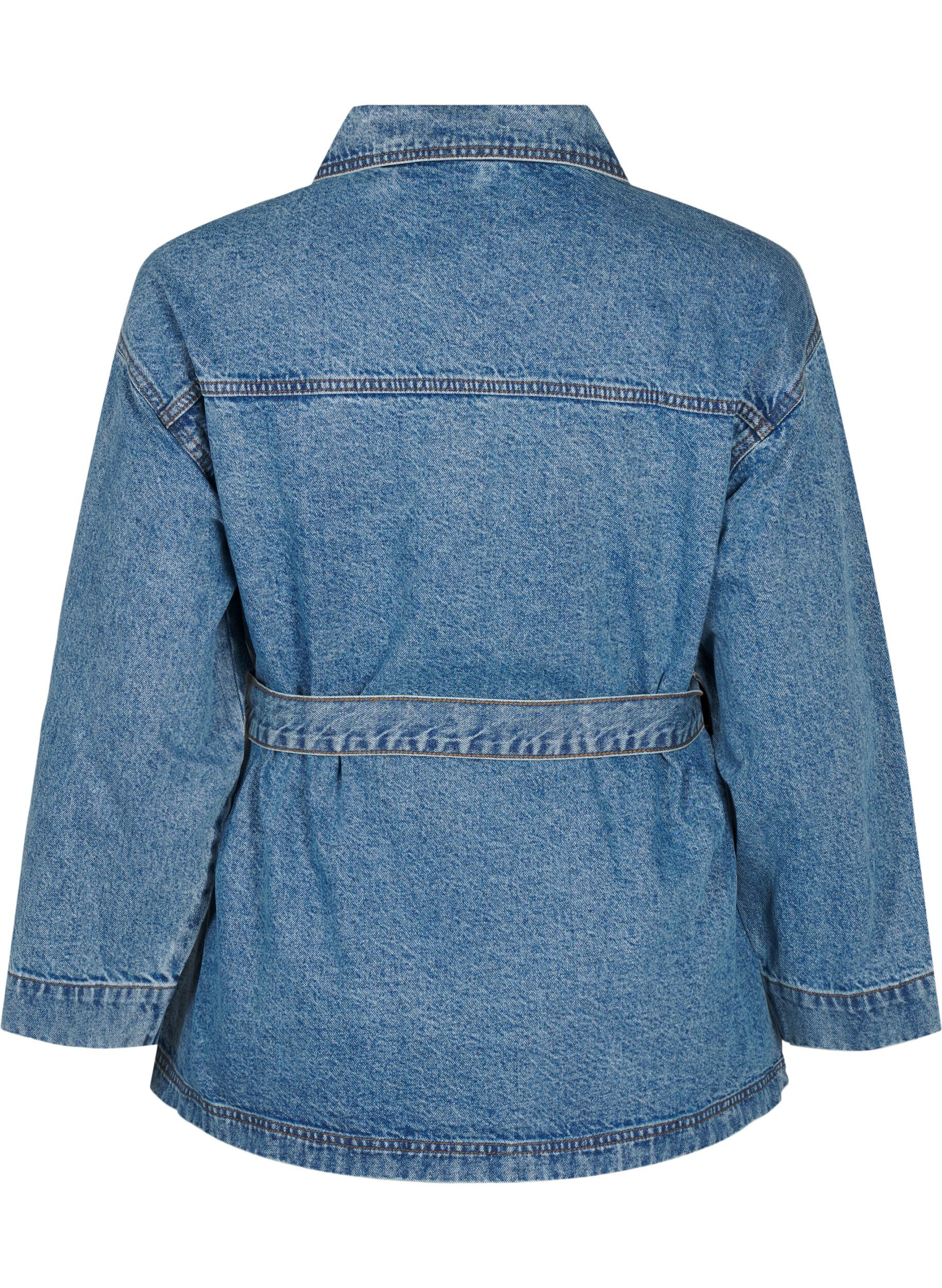 Zizzi Veste en jean avec une ceinture &agrave; nouer, Blue Denim, Packshot image number 1