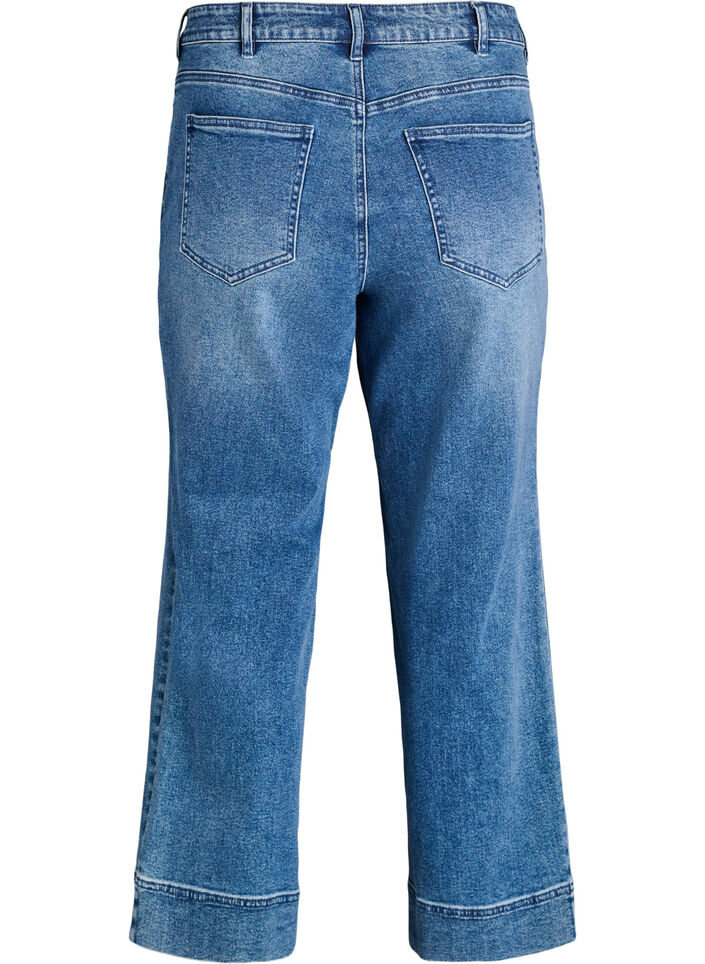 Straight Fit Jeans mit markanten Nähten, Blau, Packshot image number 1