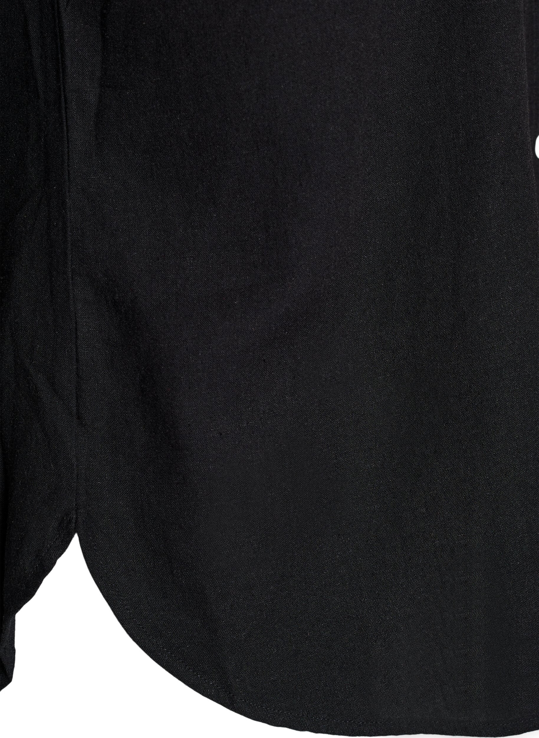 ZizziBluse aus Leinen und Viskose mit 3/4-&Auml;rmeln, Schwarz, Packshot image number 3