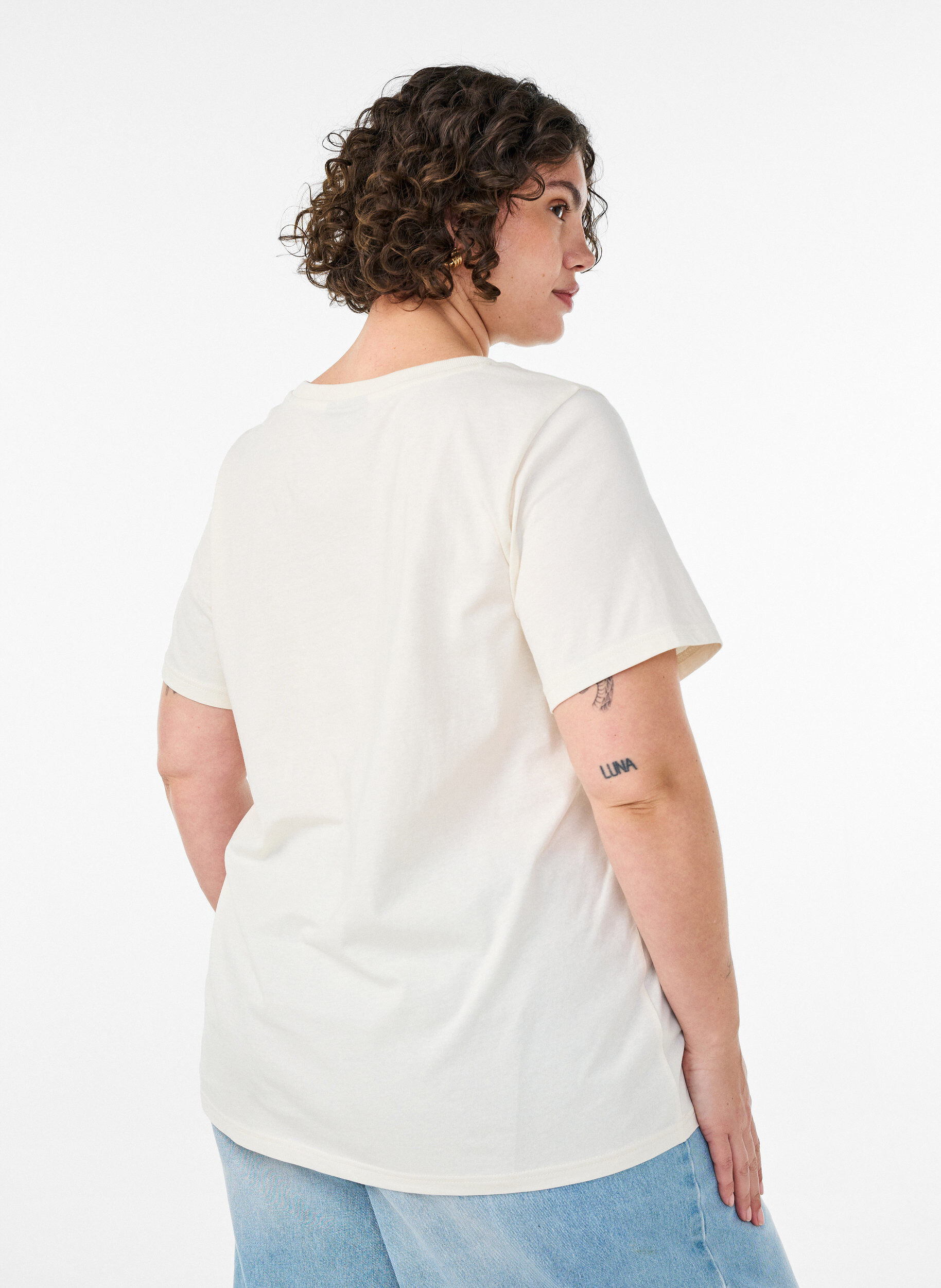ZizziT-shirt en coton avec imprim&eacute;, Vanille, Model image number 2