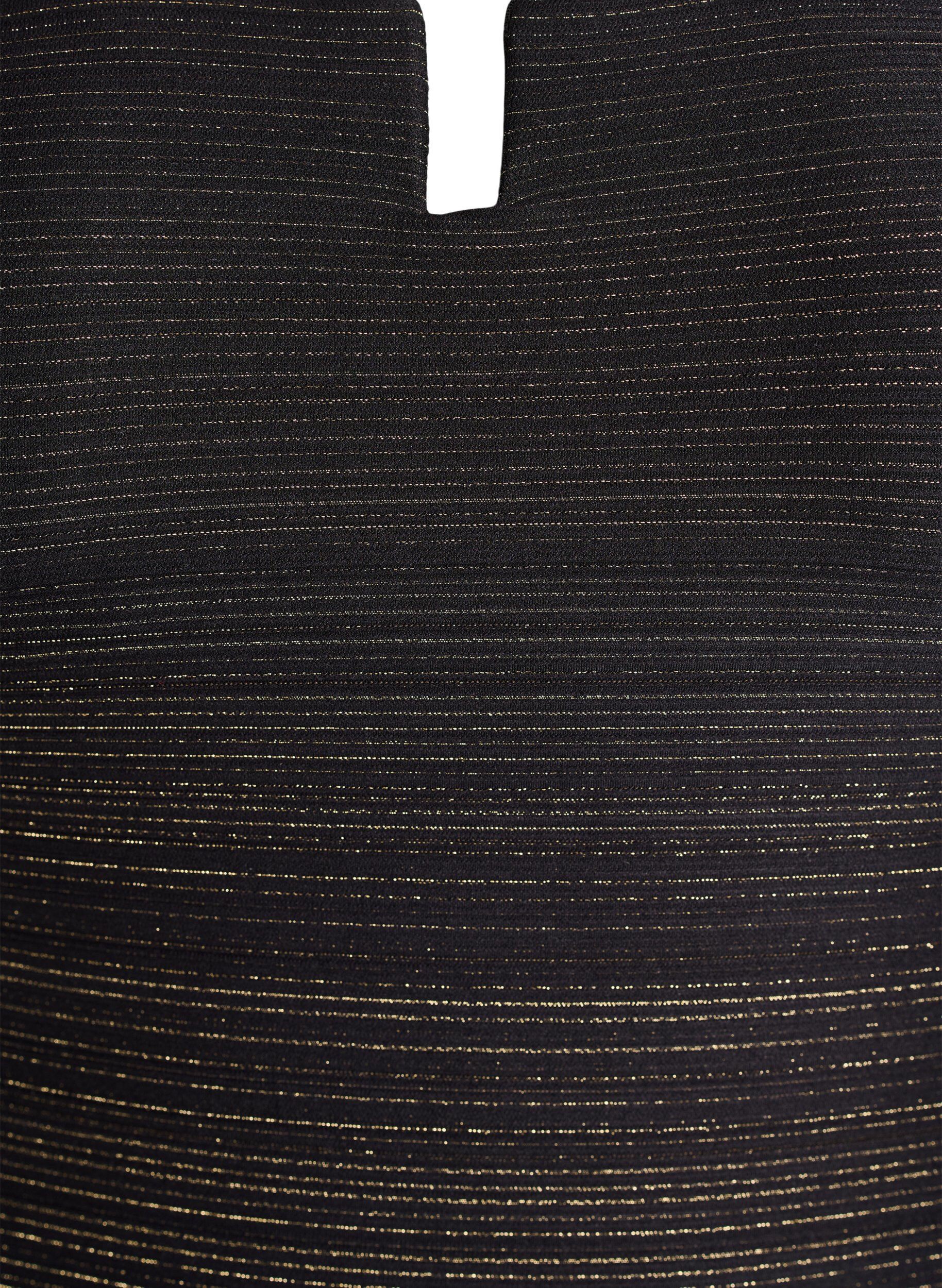 Zizzi Maillot de bain &agrave; rayures textur&eacute;es avec d&eacute;tail sur le devant, Noir, Packshot image number 1