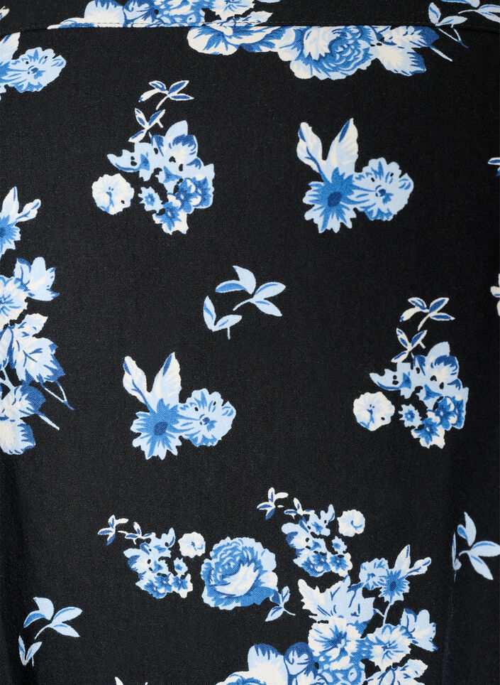 Kurz&auml;rmliges Baumwollkleid mit Aufdruck, Schwarz, Packshot image number 2