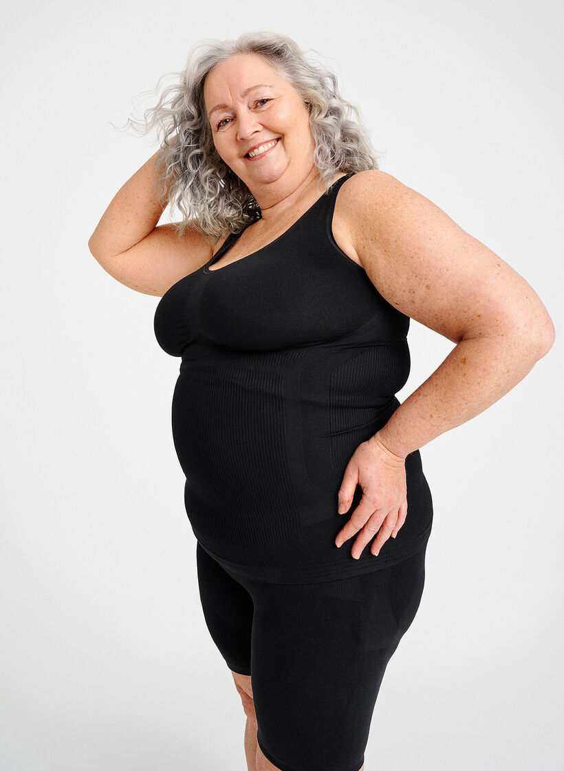 Shapewear Top mit breiten Tr&auml;gern, Schwarz, Image