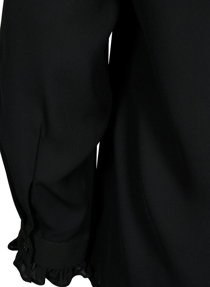Blouse à manches longues à volants, Black, Packshot image number 3
