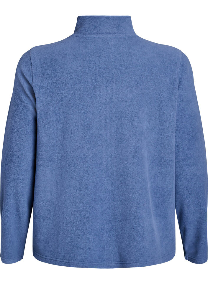 Haut en polaire avec zip et col montant, Bleu, Packshot image number 1
