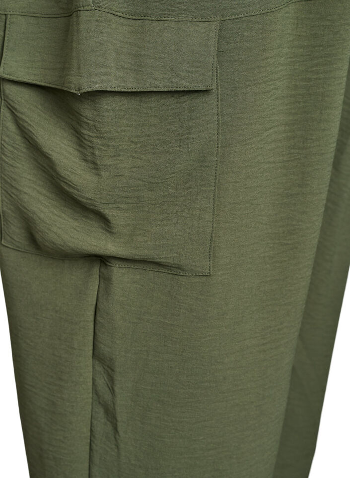 Pantalon harem avec poches cargo et taille élastiquée, Vert, Packshot image number 3