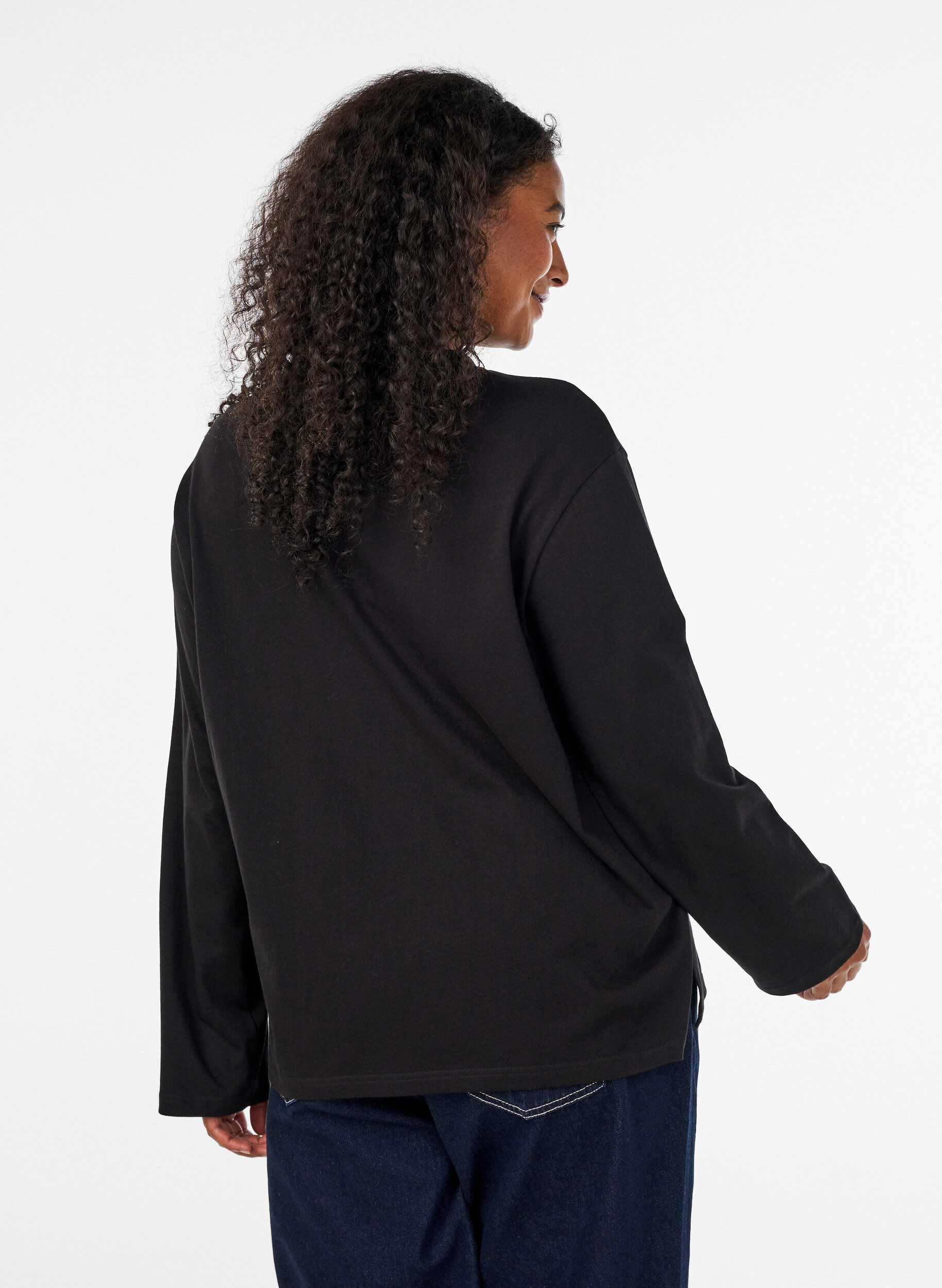 ZizziT-shirt Basic avec manches longues, Noir, Model image number 2