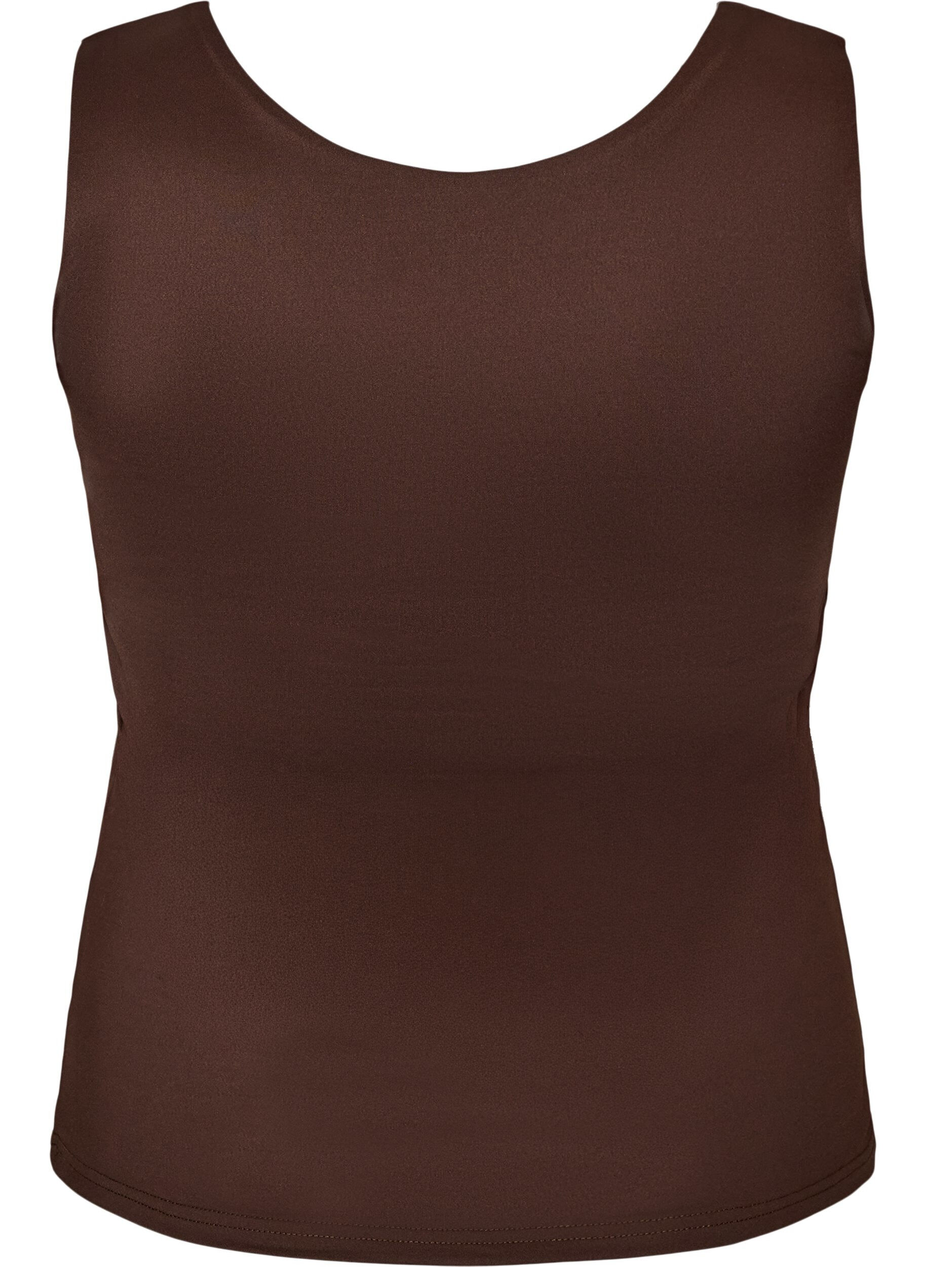 ZizziFigurbetontes Basic-Top aus glattem Stoff, Braun, Packshot image number 1