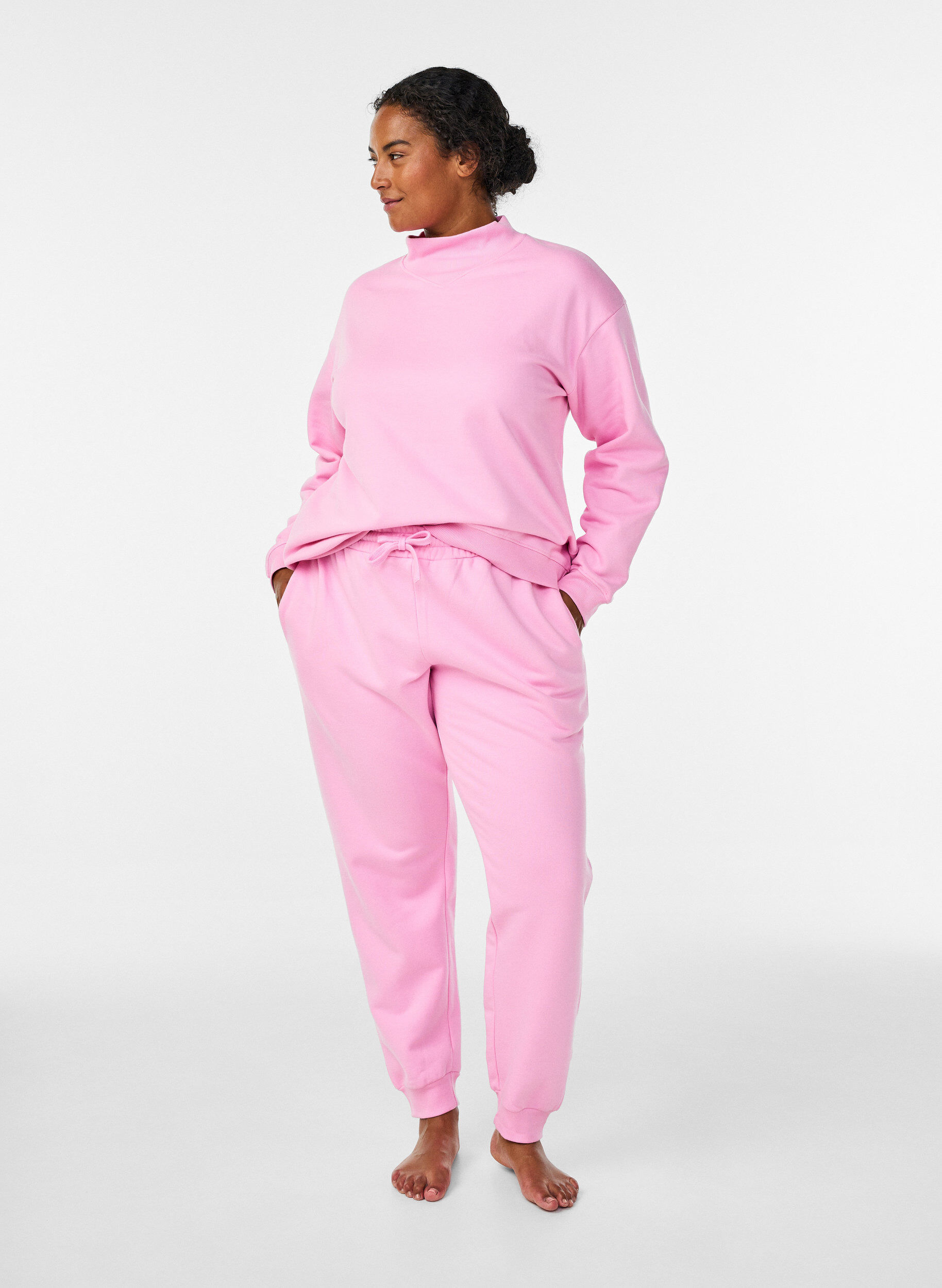 Zizzi Hochtaillierte Jogginghose, Pink, Model image number 0