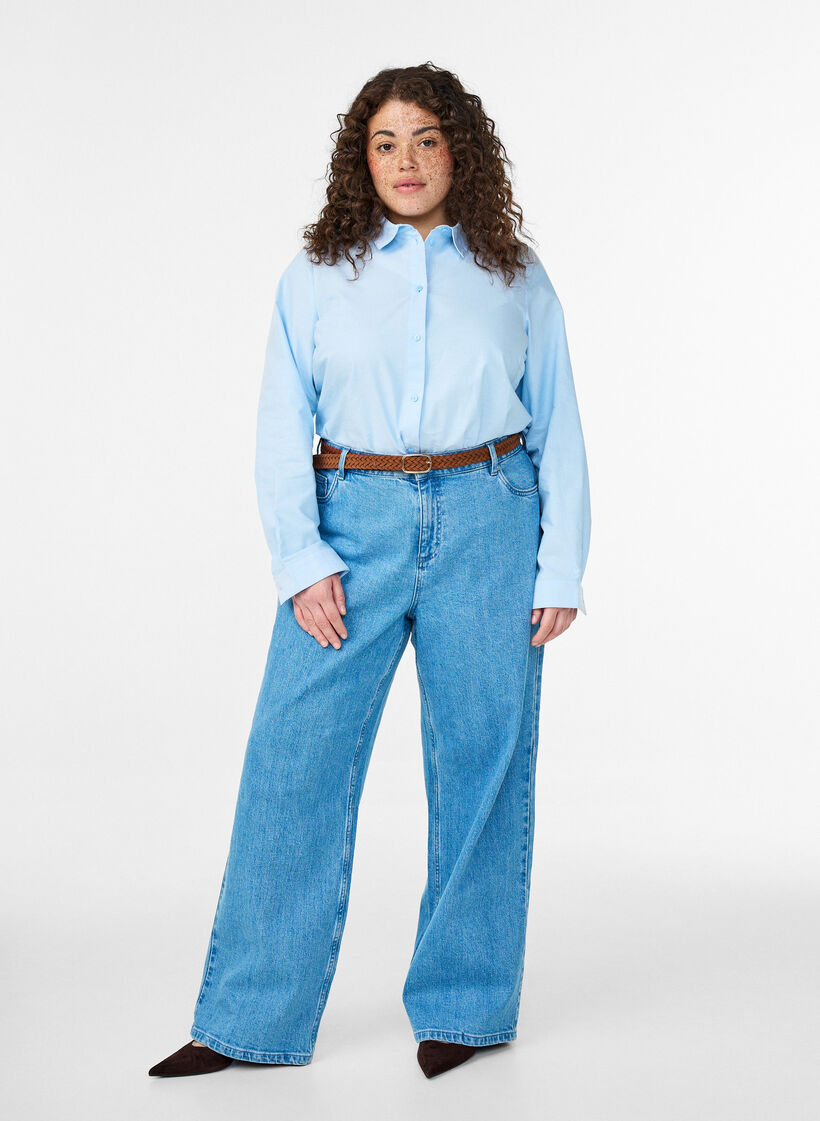 Lang&auml;rmliges Baumwollhemd, Blau, Model image number 1