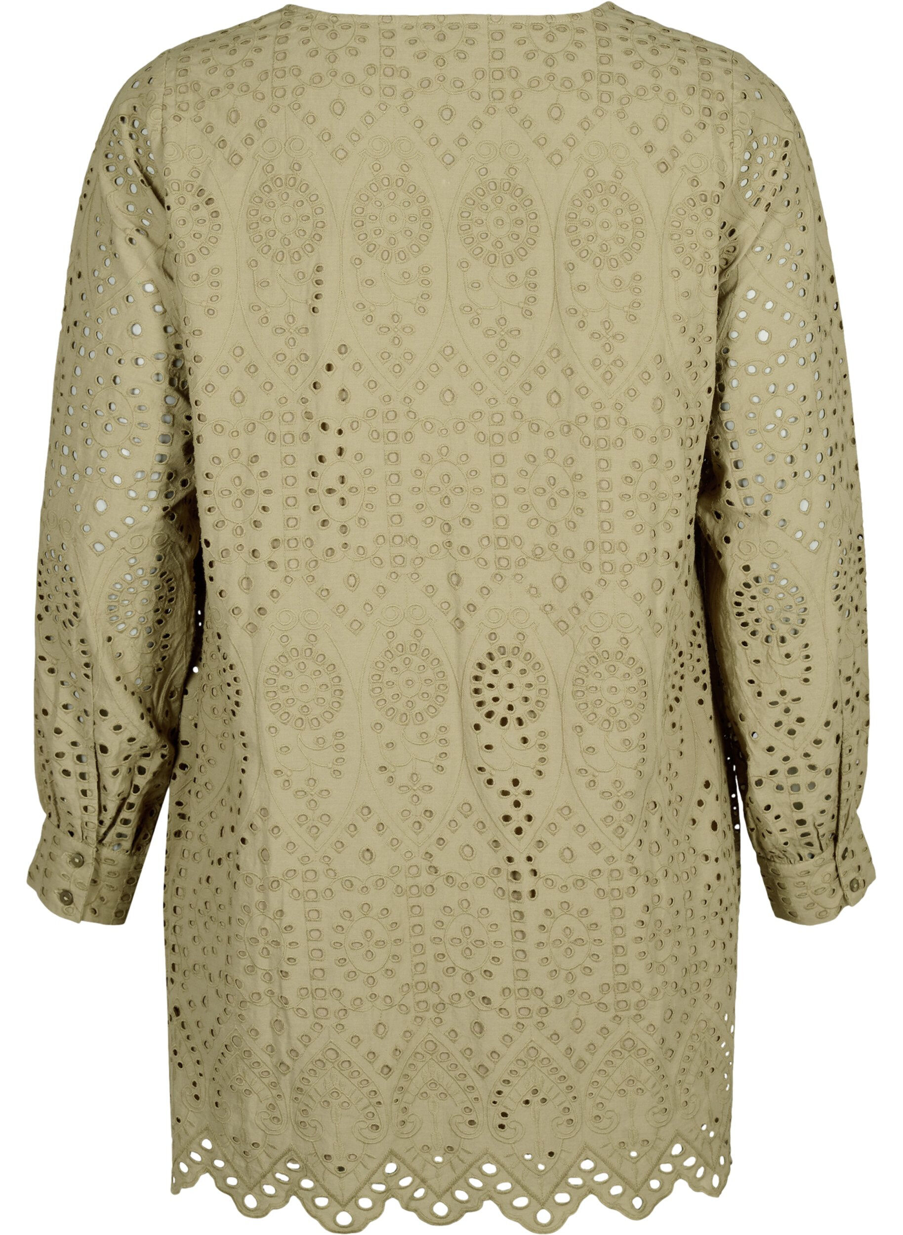 Zizzi Tunique en coton avec broderie anglaise, Coriander, Packshot image number 1