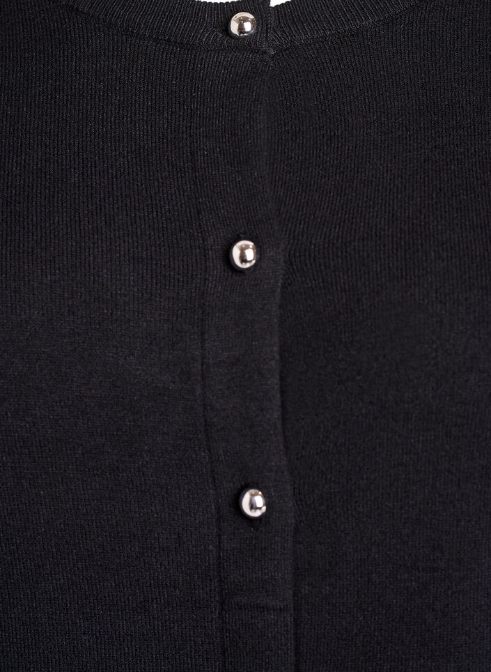 Cardigan &agrave; boutons ronds, Noir, Packshot image number 2