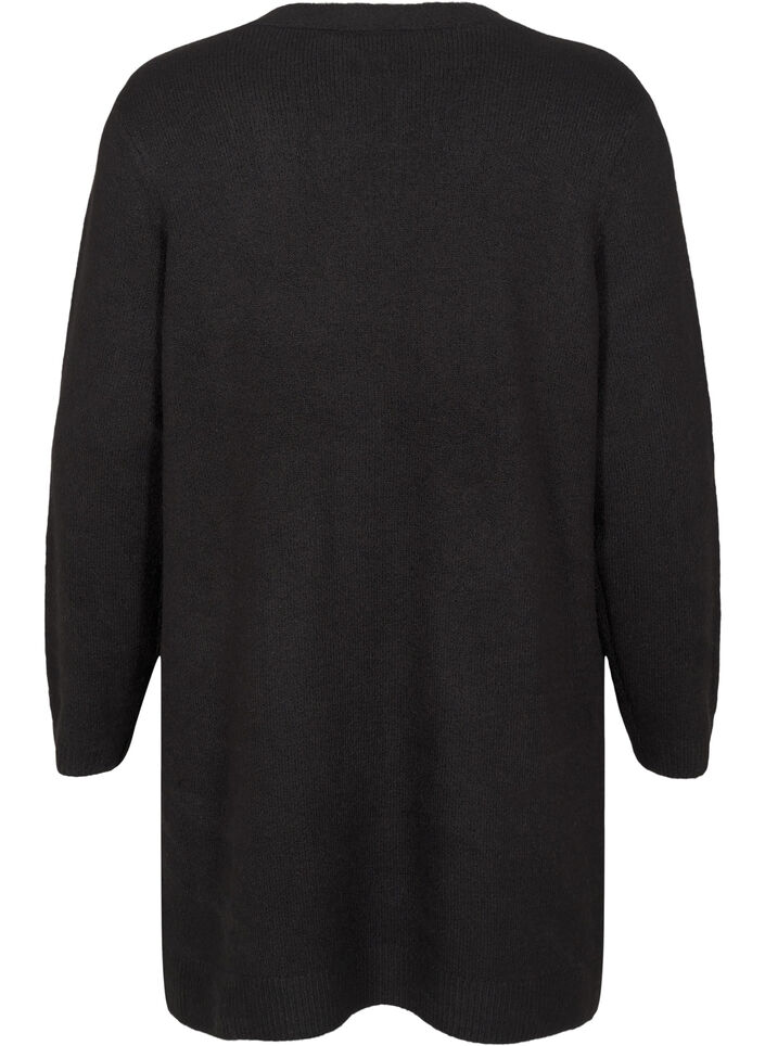 Lange Strickware Strickjacke mit Taschen, Schwarz, Packshot image number 1