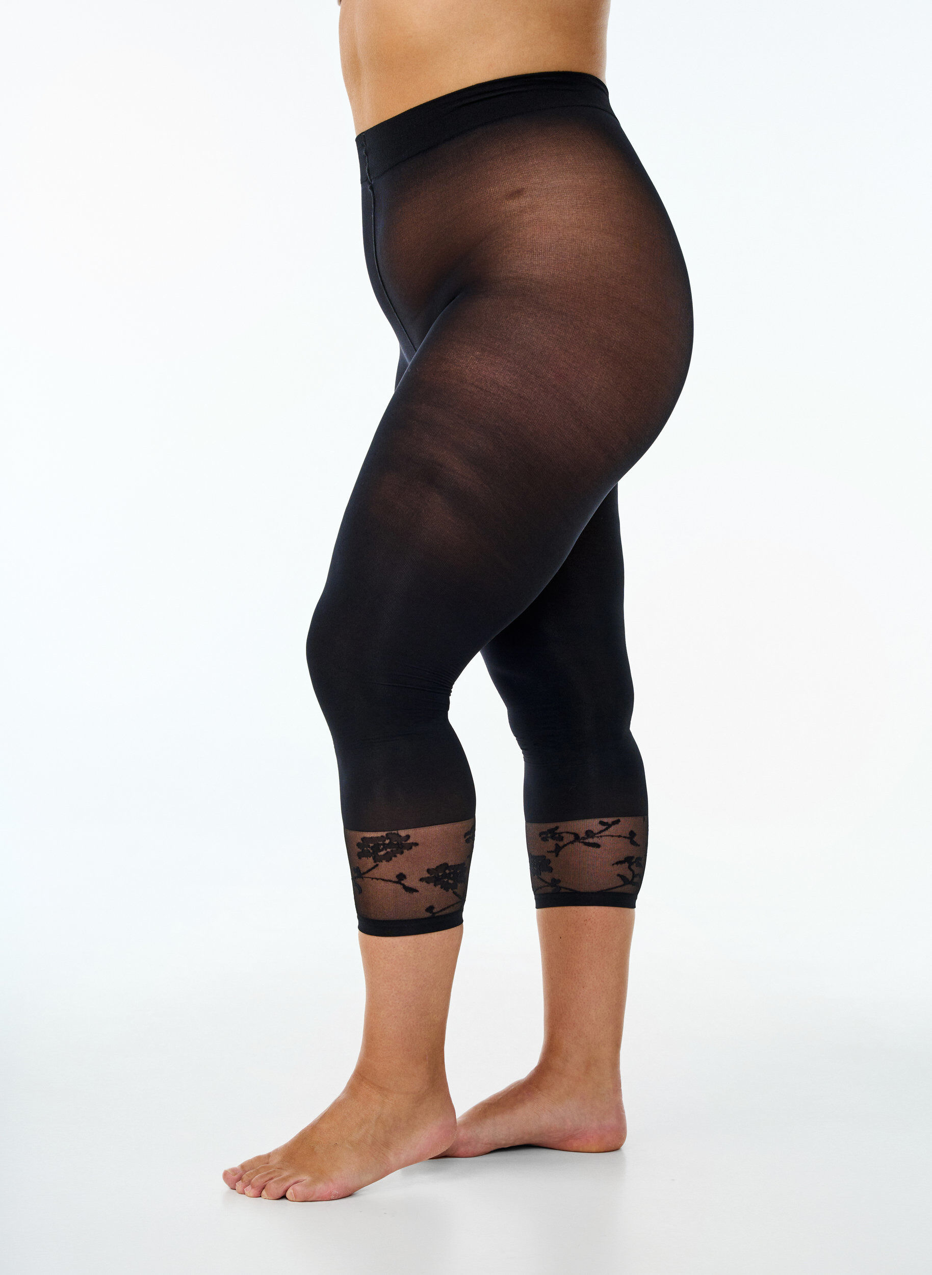 Zizzi Collants 50&nbsp;deniers avec ourlet en dentelle, Noir, Model image number 0