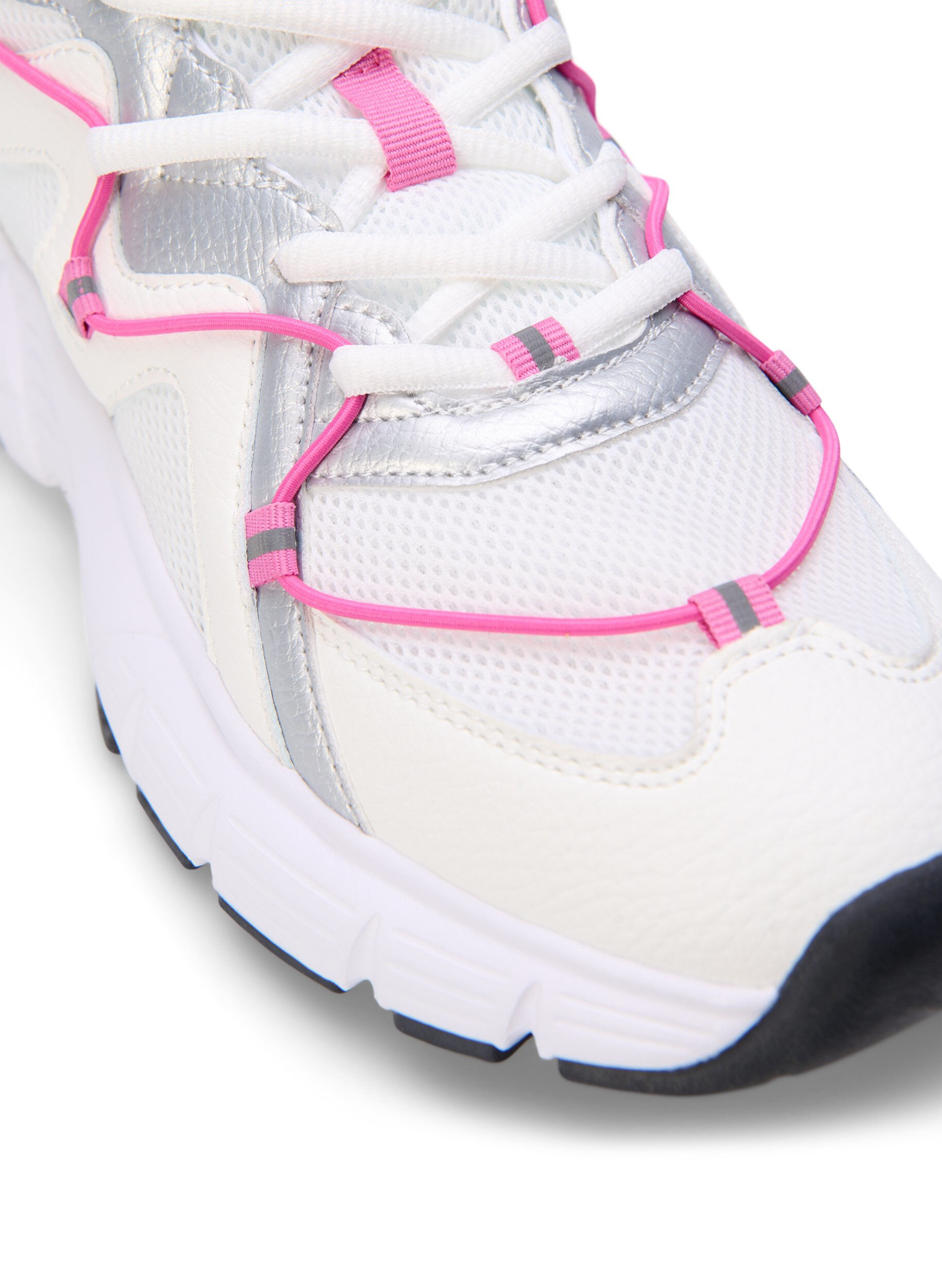 Zizzi Weite M Sneakers mit kontrastierender Schn&uuml;rung, White w. Pink, Packshot image number 3